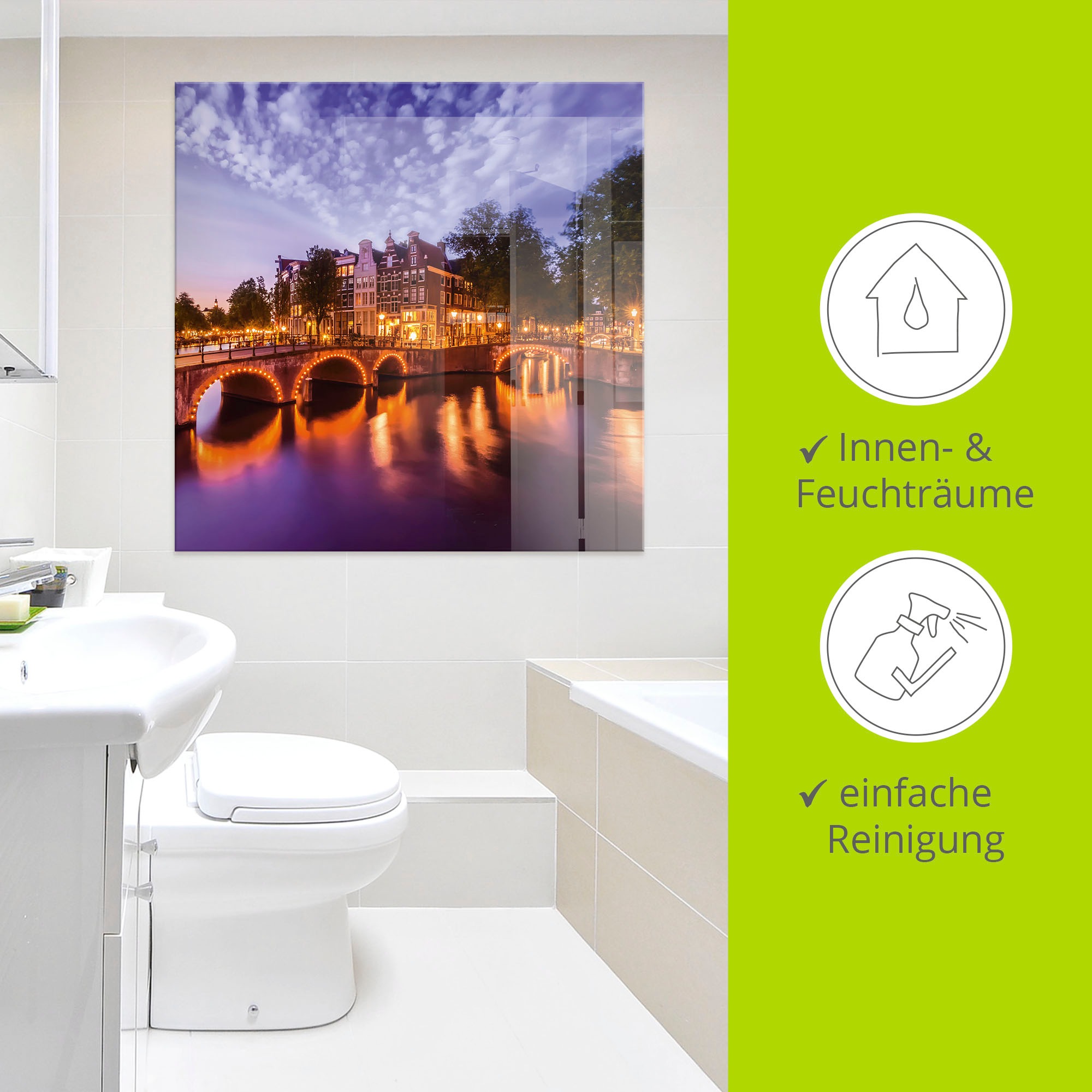 Artland Glasbild »Amsterdam Keizersgracht Leidsegracht«, Niederlande, (1 St.), in verschiedenen Größen
