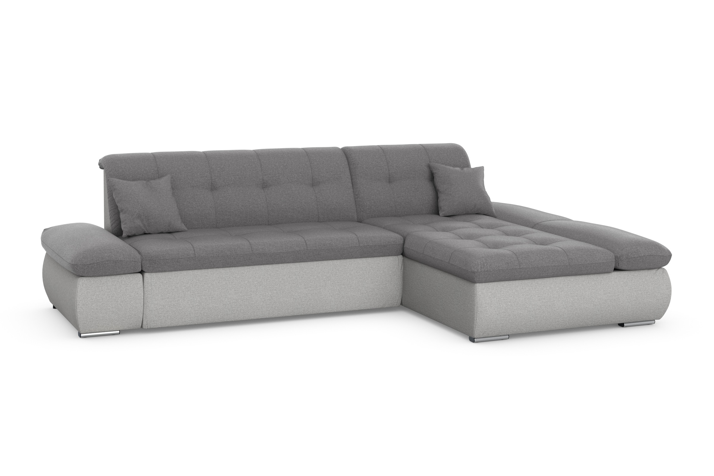 DOMO collection Ecksofa »Moric, L-Form, XXL-Sofa - Breite 300cm«, wahlweise mit Bettfunktion und Armteilverstellung, silber-grau