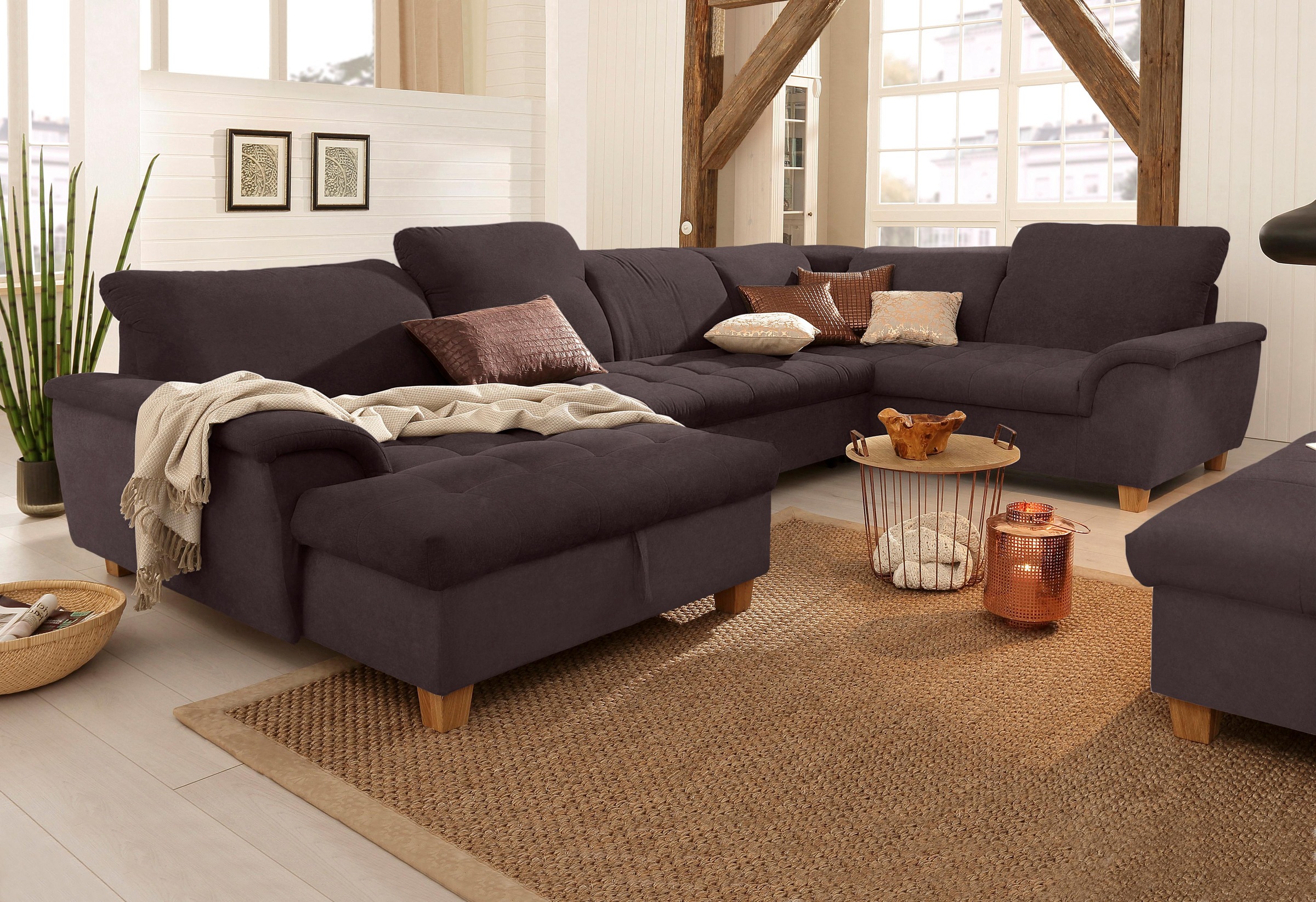 Home affaire Wohnlandschaft »Lyla U-Form« wahlweise mit Rückenfunktion und günstig online kaufen