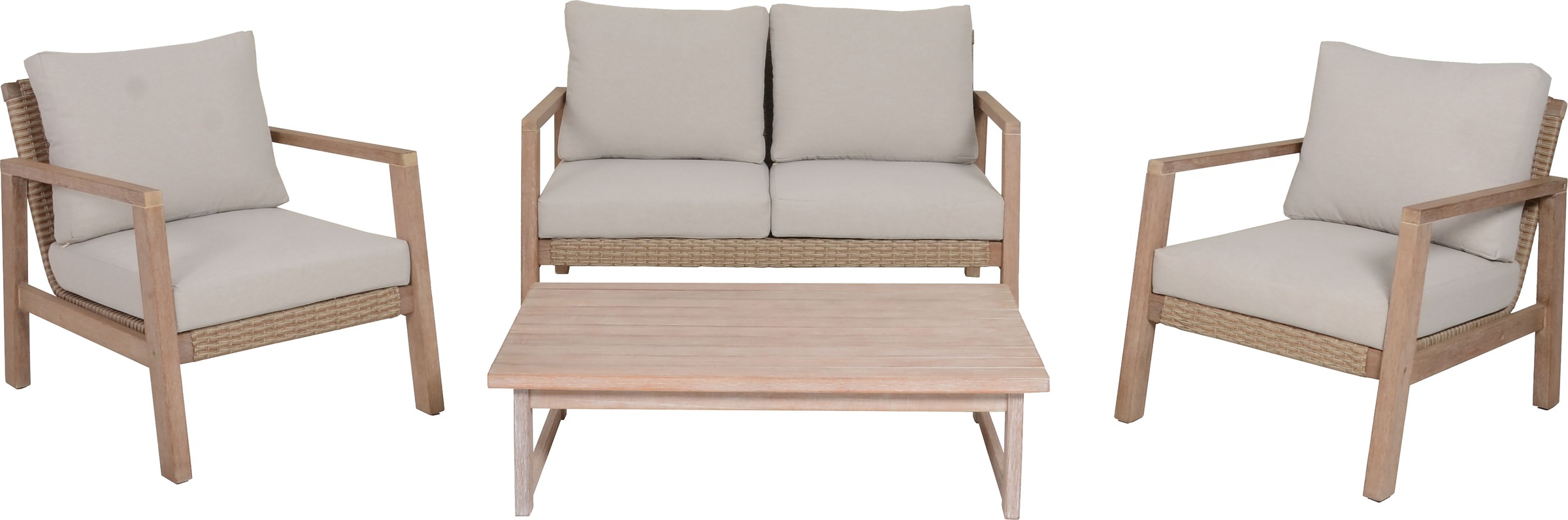 Garden Pleasure Gartenlounge-Set »»SAN««, (4 tlg.), 2 Sessel, Tisch LxB: 106x66 cm, inkl Kissen