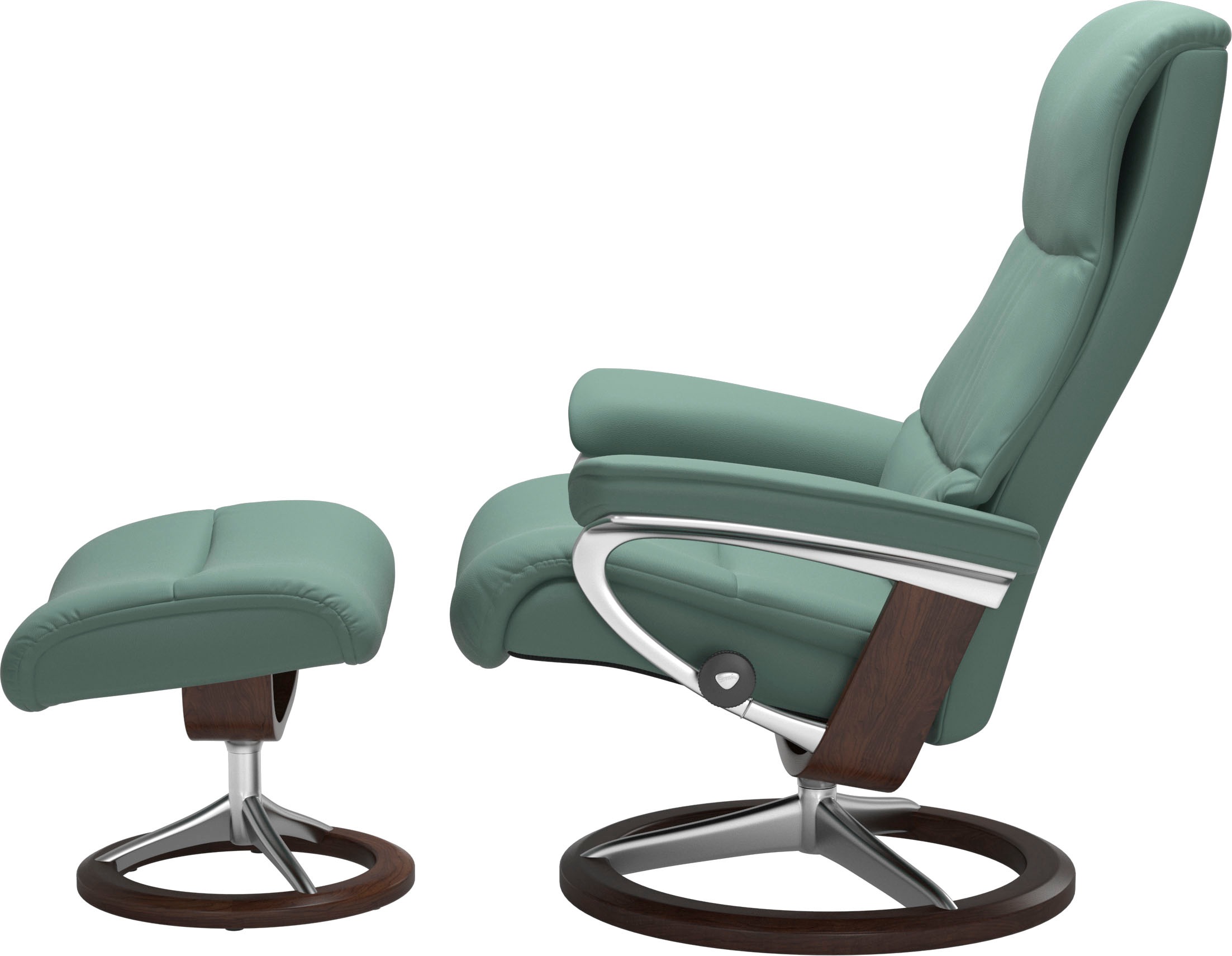 Stressless® Relaxsessel »View«, (Set, Relaxsessel mit Hocker), mit Signature Base, Größe M,Gestell Braun