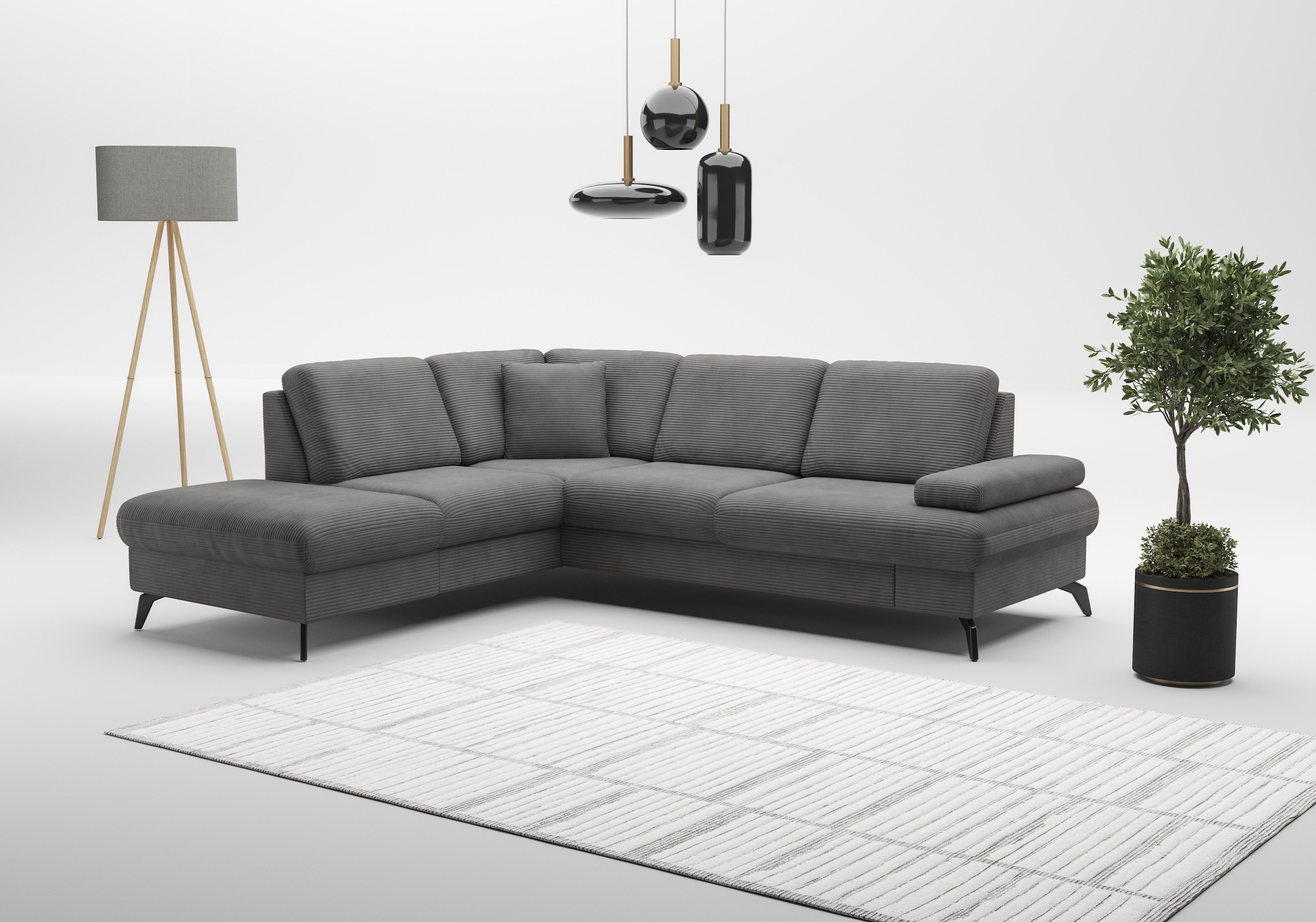 sit&more Ecksofa »Morris Jubi L-Form, B: 238 cm«, mit Armteilfunktion & 1 Zierkissen, optional Bettfunktion