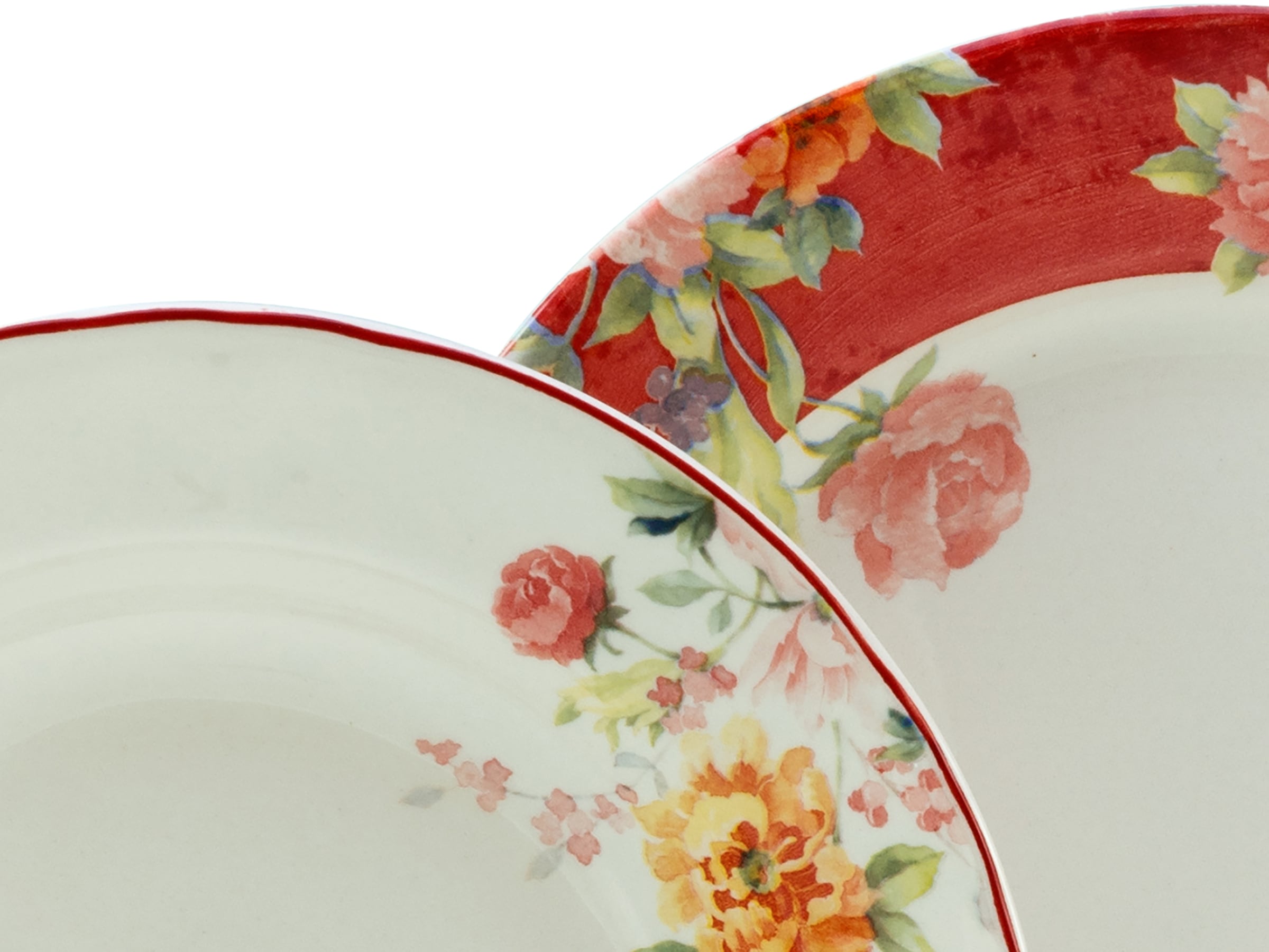 CreaTable Tafelservice »Crimson Bunt, Service 12-tlg.« Teller Set, Blütendekor, Designklassiker