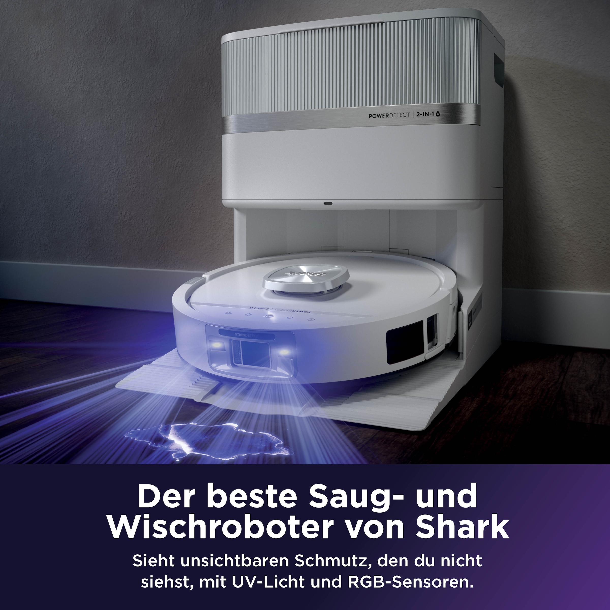 Shark Saugroboter »Shark PowerDetect UV Reveal 2-in-1 Saug- und Wischroboter  Schwarz« UV-Reveal-Technologie, 8 PowerDetect-Technologien