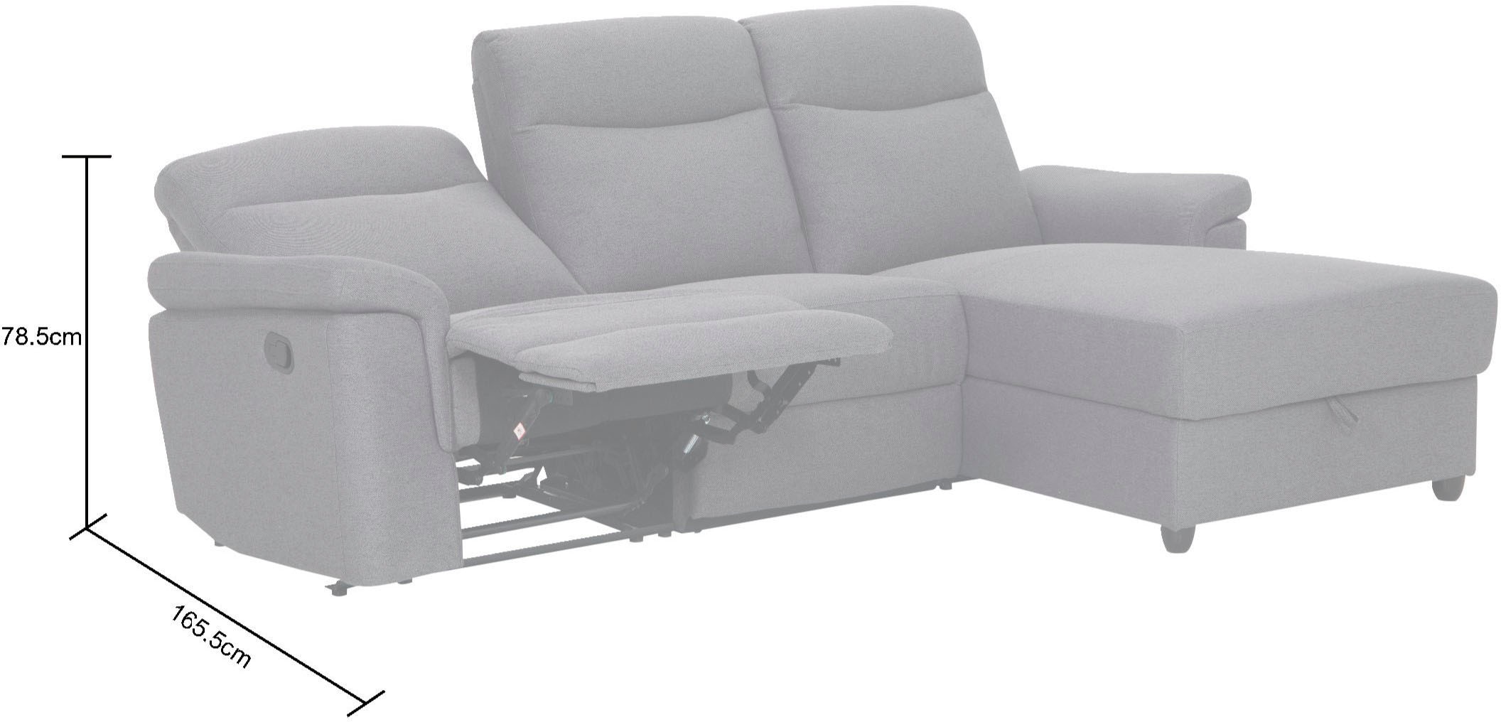 Home affaire Ecksofa »BRIONNE, L-Form, 255cm, manuelle u. elektrische Funktion (USB A/C),«, Liegefunktion, Stauraum, Federkernpolsterung, Webstoff