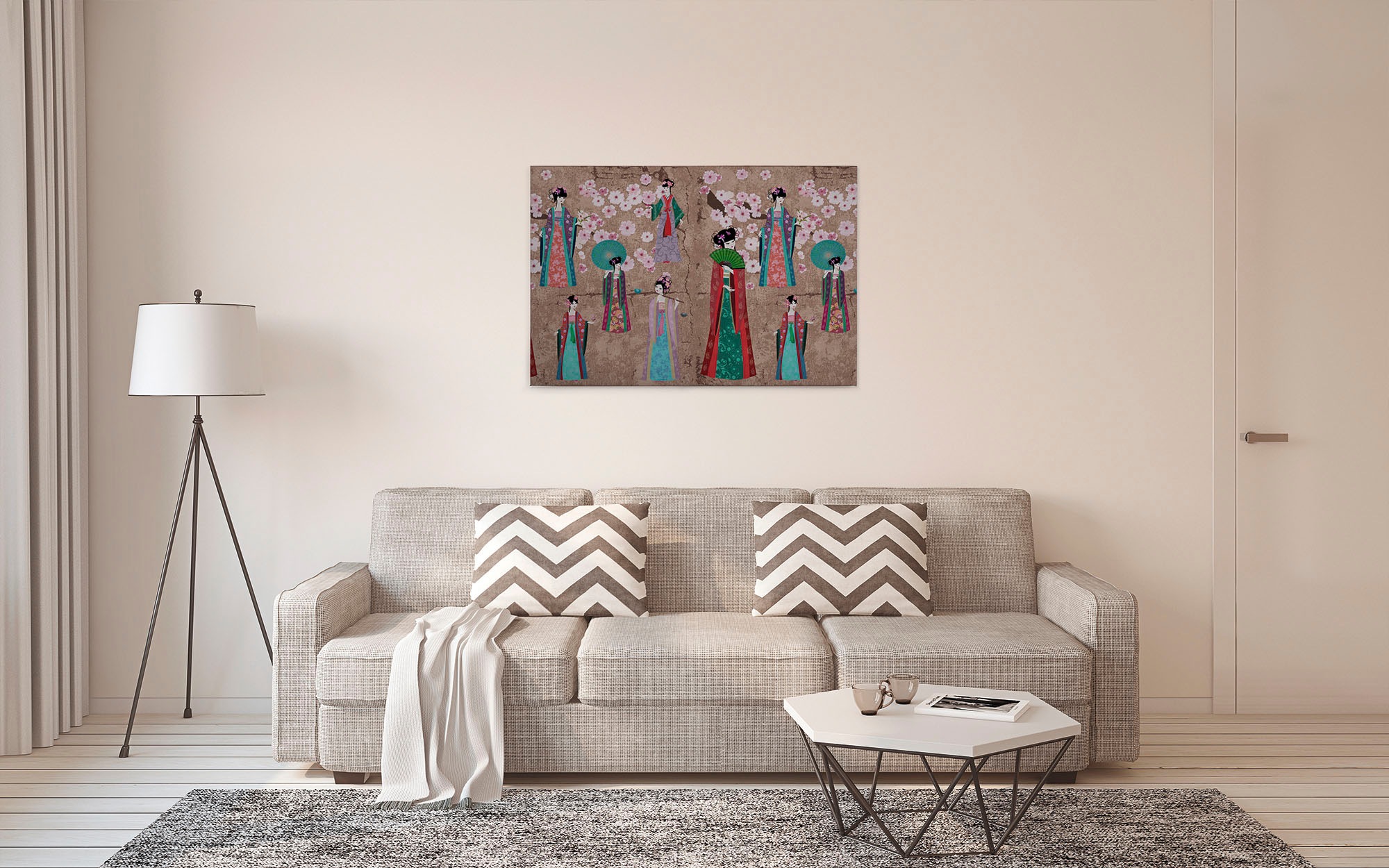 A.S. Création Leinwandbild »kimono«, Kunst-Gemälde-Kinder, (1 St.), Keilrahmen Bild Asiatisch Leinwand-Bild Wohnzimmer modern Wandbild