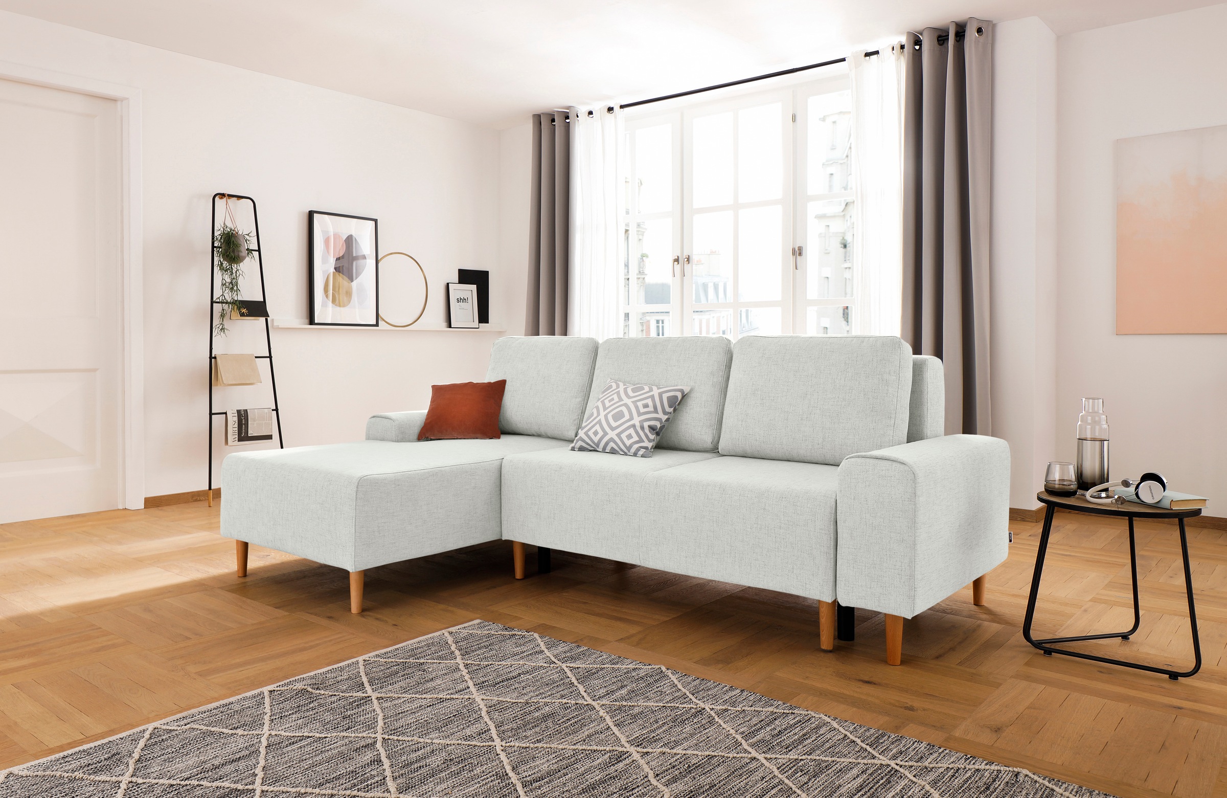INOSIGN Ecksofa »Samu L-Form«, wahlweise mit Bettfunktion und Bettkasten