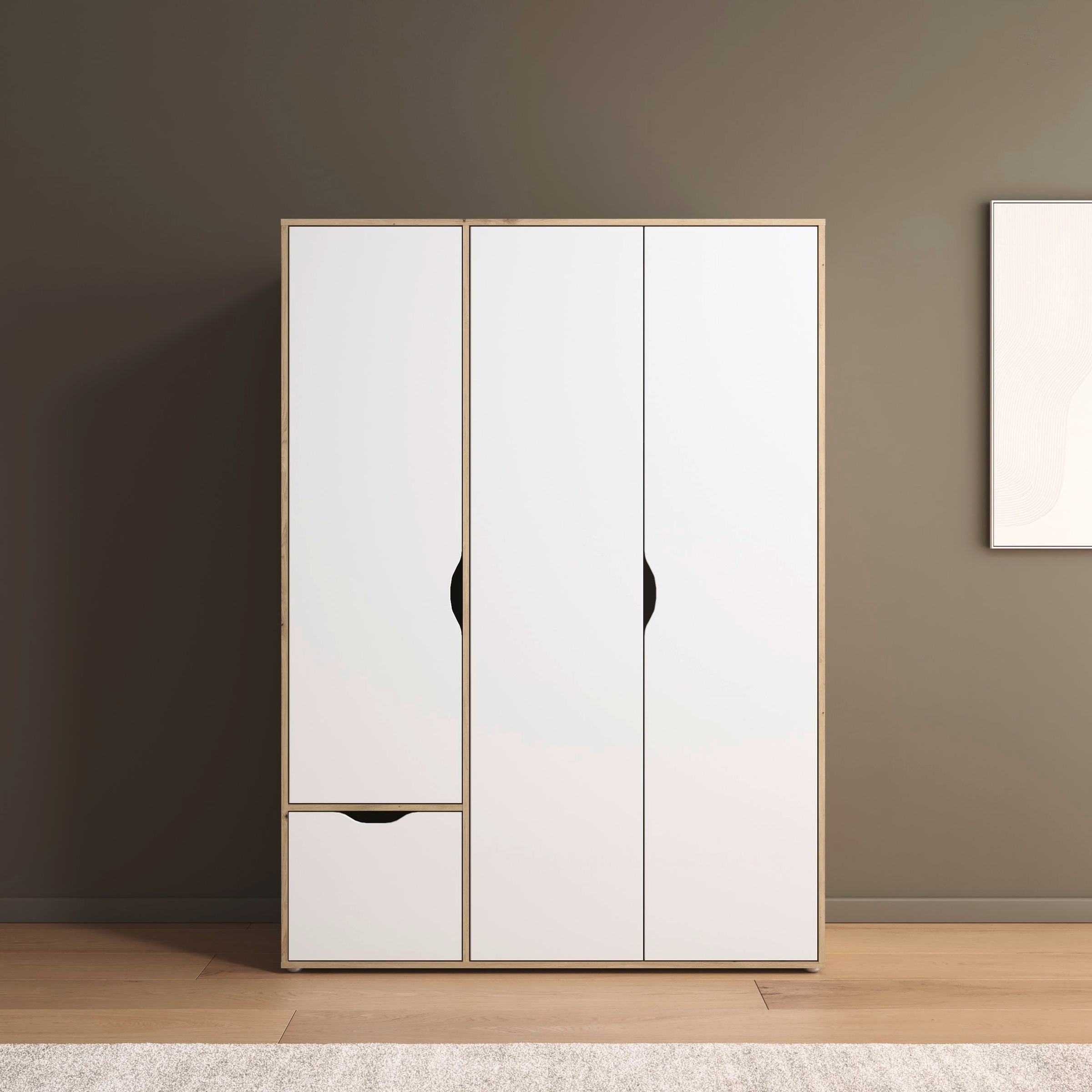rauch Drehtürenschrank »Kleiderschrank Schrank Garderobe Wäscheschrank NARAI mit Schubladen«, (in 3 verschiedenen Ausstattungen BASIC/CLASSIC/PREMIUM), Griffausfräsungen für eine grifflose Optik TOPSELLER MADE IN GERMANY