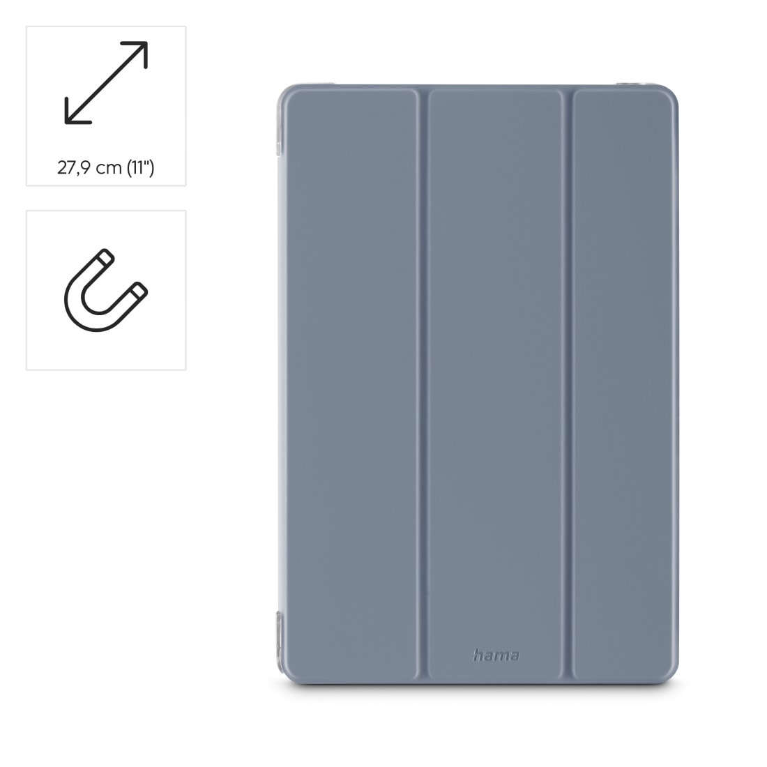 Hama Tablet-Hülle »Tablet-Hülle für Galaxy Tab A11+/A9+ 11“, transparente Rückseite« Samsung Galaxy Tab A11+ | Samsung Galaxy Tab A9+ Standfunktion, Magnetverschluss, leicht und robust