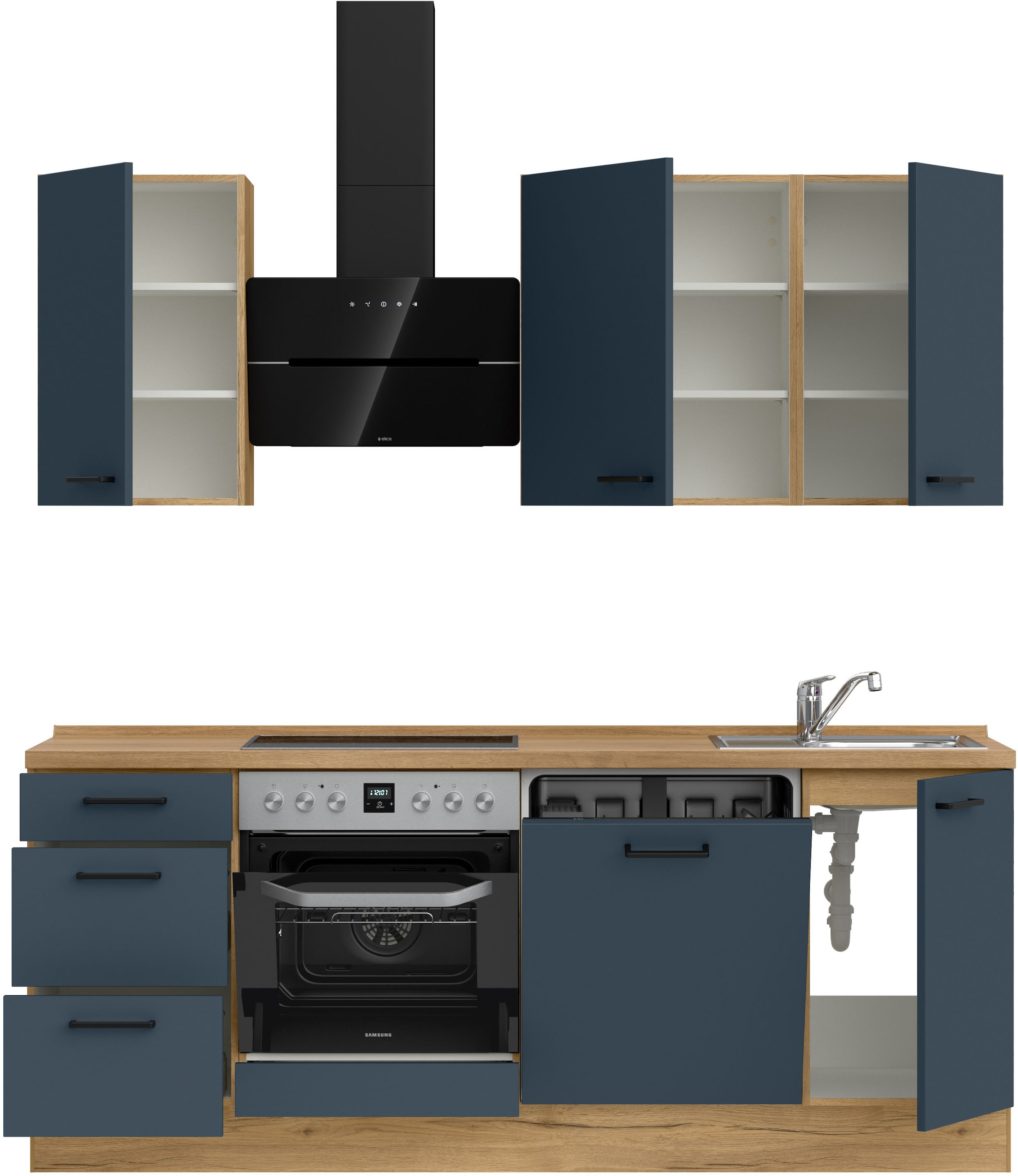 nobilia® Küchenzeile »"Easytouch II"«, vormontiert, Ausrichtung wählbar, Breite 210 cm, wahlw. mit E-Geräten