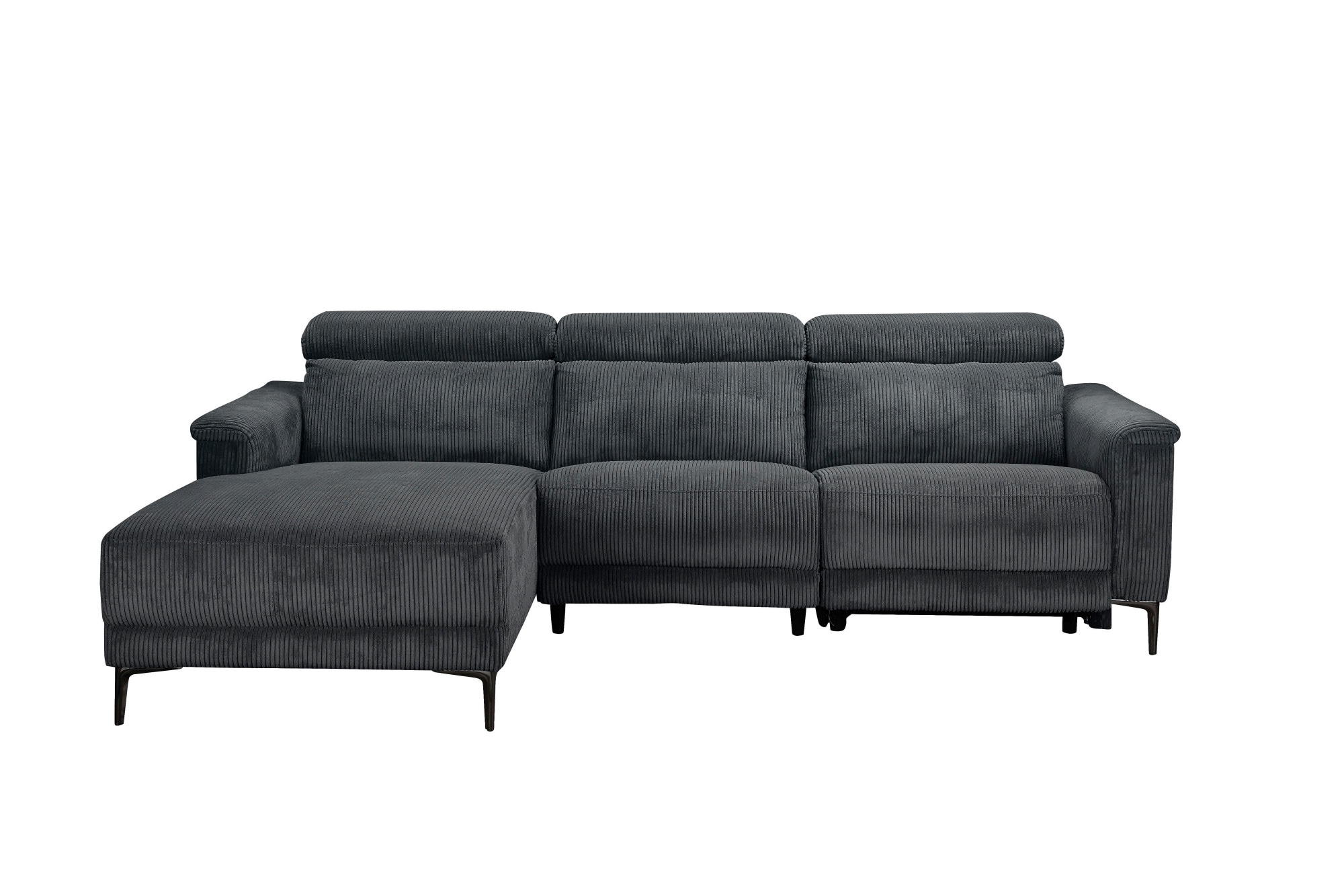 Places of Style Ecksofa »Lund in Cord, L-Form, 261 cm, manuelle und elektr. Relaxfunktion,«, USB-A und Kopfteilverstellung