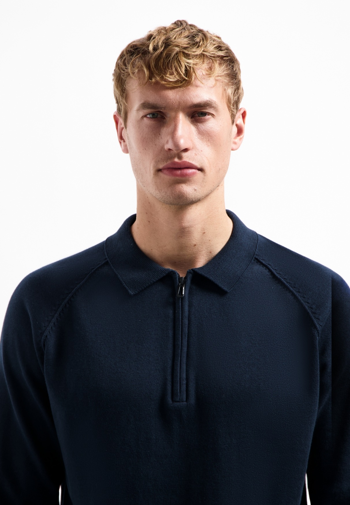 NO EXCESS Stehkragenpullover »No Excess Half-Zip-Polo-Pullover Pullover Polo Half Zip Solid«