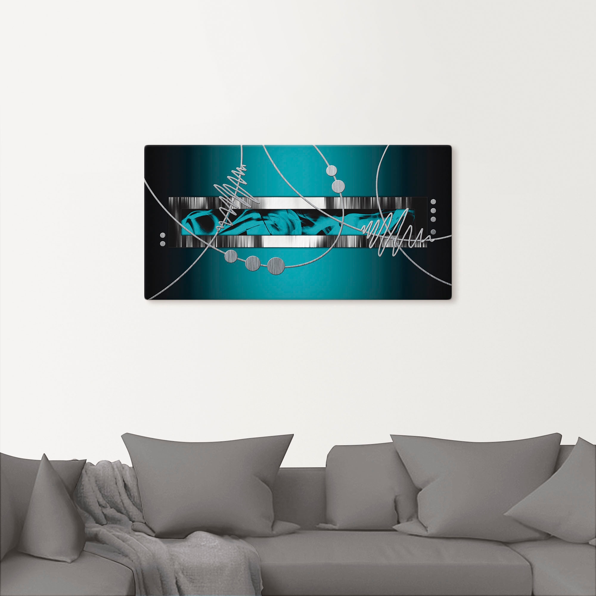 Artland Wandbild »Silber abstrakt auf petrol«, Gegenstandslos, (1 St.), als Alubild, Outdoorbild, Leinwandbild, Poster, Wandaufkleber