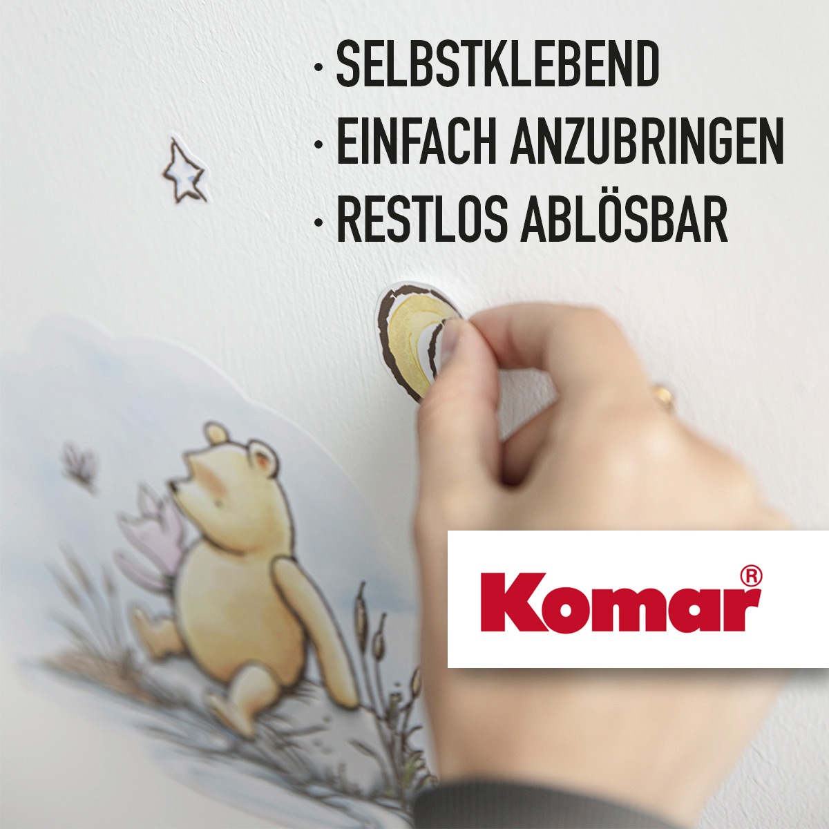 Komar Wandtattoo »Winnie the Pooh - Flowers & Music - Größe 50 x 70 cm«, (12 St.), selbstklebend, Wandsticker, Kinderzimmer