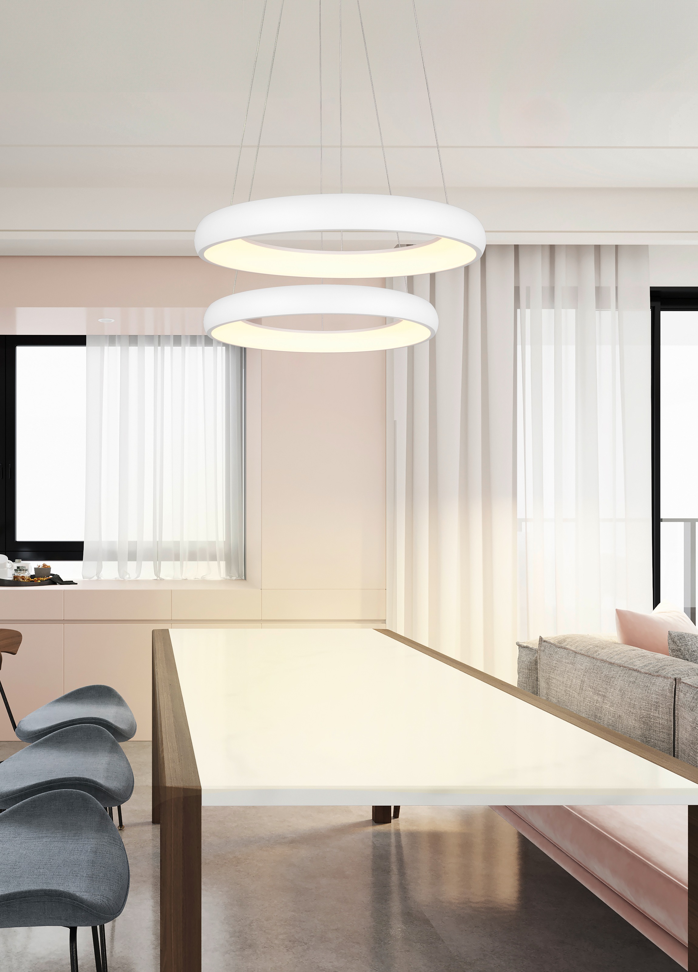 TRIO Leuchten LED Pendelleuchte »CARDONA, LED Ring Hängeleuchte, 3300 Lumen 29W, Lichtfarbe einstellbar«, 1 flammig, Leuchtmittel LED-Board | LED fest integriert, 2300/3000/4000K warmweiß bis kaltweiß, 3 Stufen dimmbar Höhe 150cm Ø46