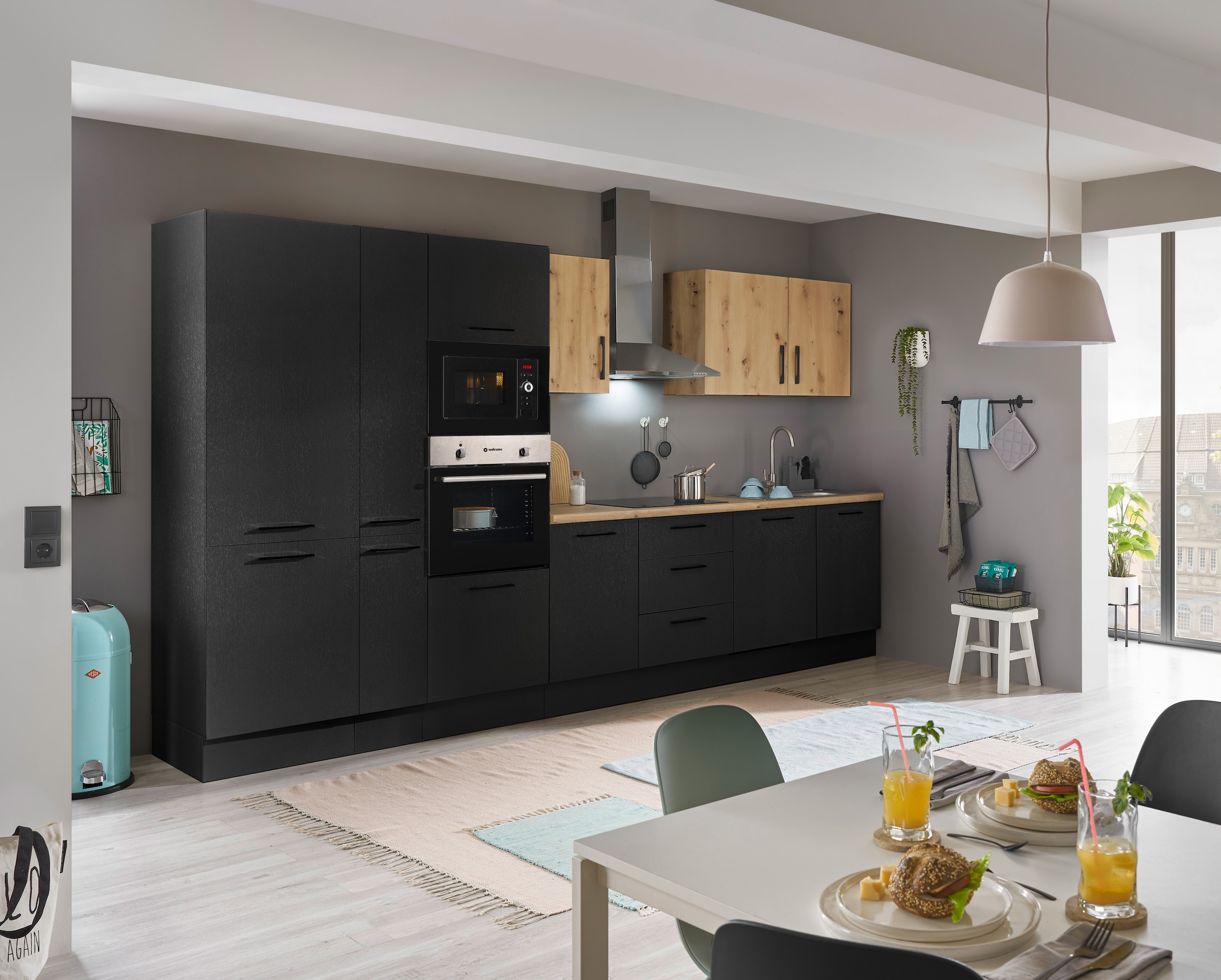BASIC by Balculina Küchenzeile »Turin«, Breite 370 cm, wahlweise mit E-Geräten