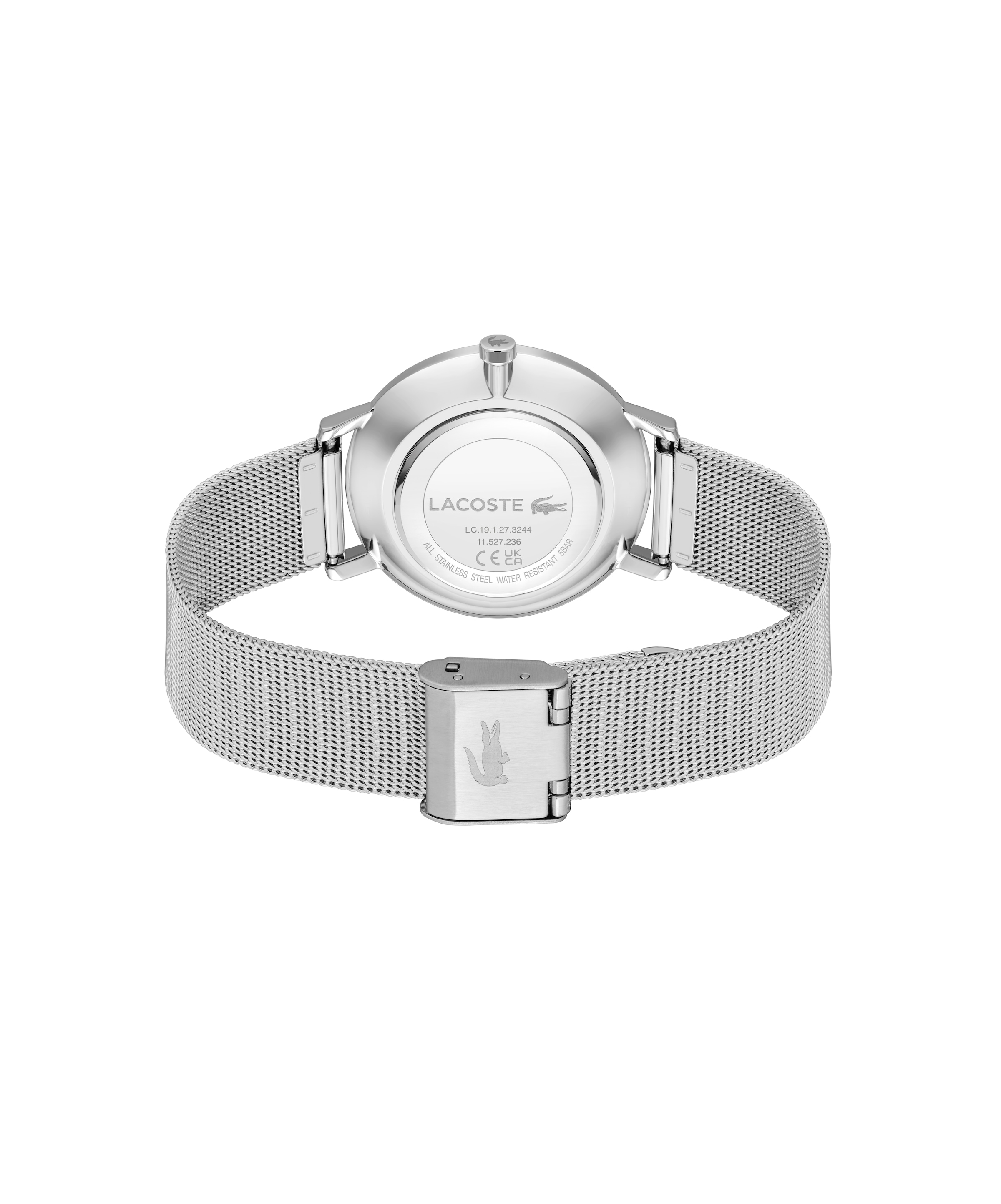 Lacoste Quarzuhr »CROCORIGIN« Armbanduhr, Damenuhr, Edelstahlarmband, analog, Glassteine