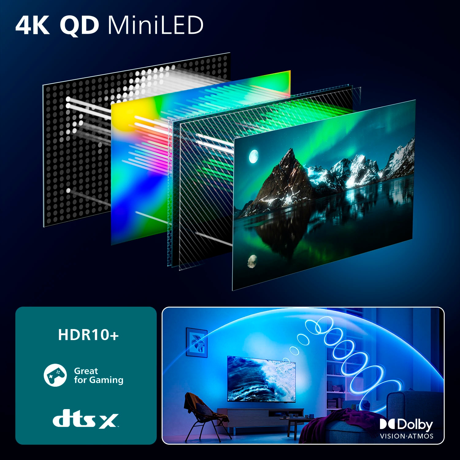 Philips Mini-LED-Fernseher »65MLED910/12«, 4K Ultra HD, Smart-TV
