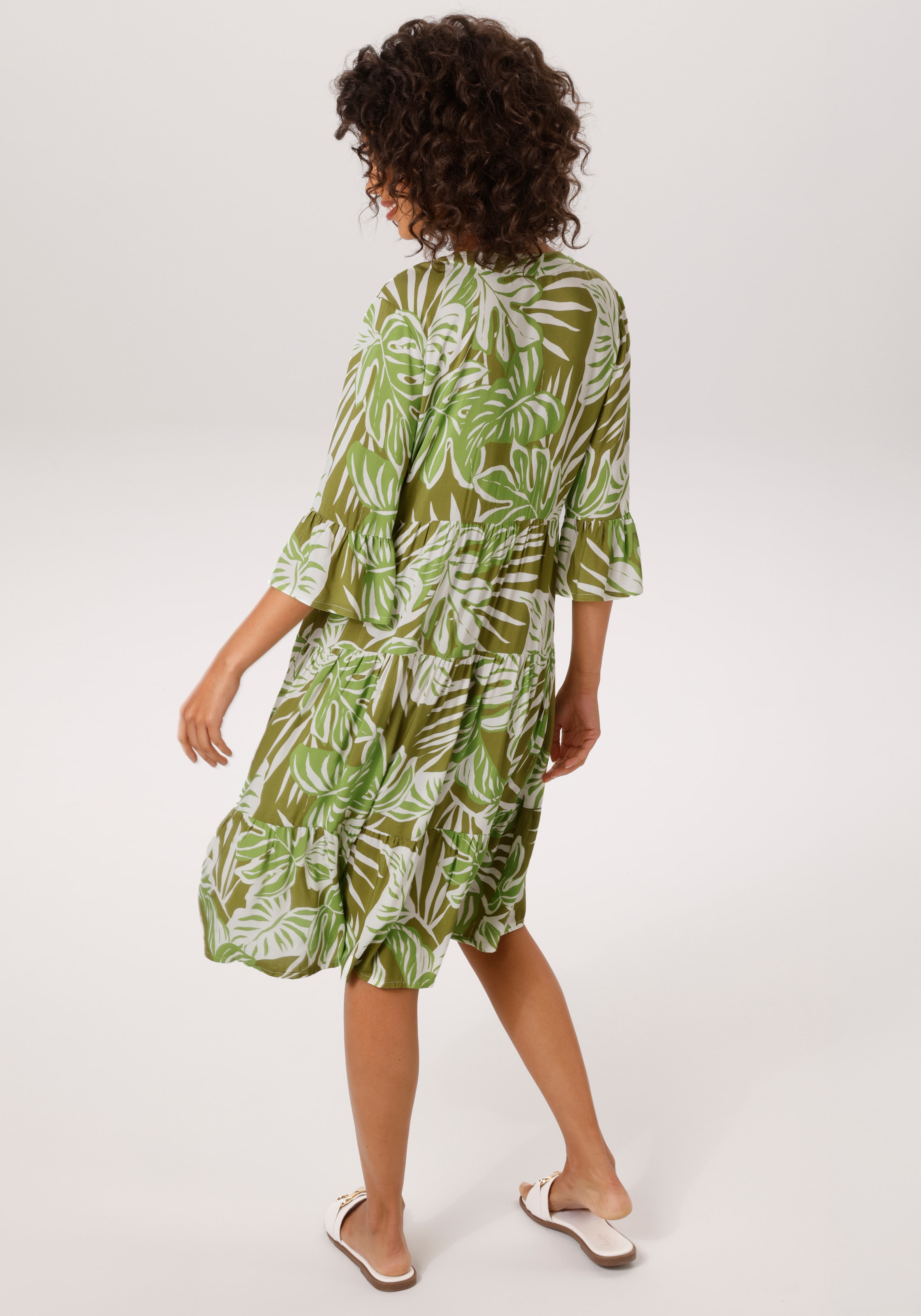 Aniston CASUAL Tunikakleid mit großflächigen, tropischen Blättern bedruckt - NEUE KOLLEKTION