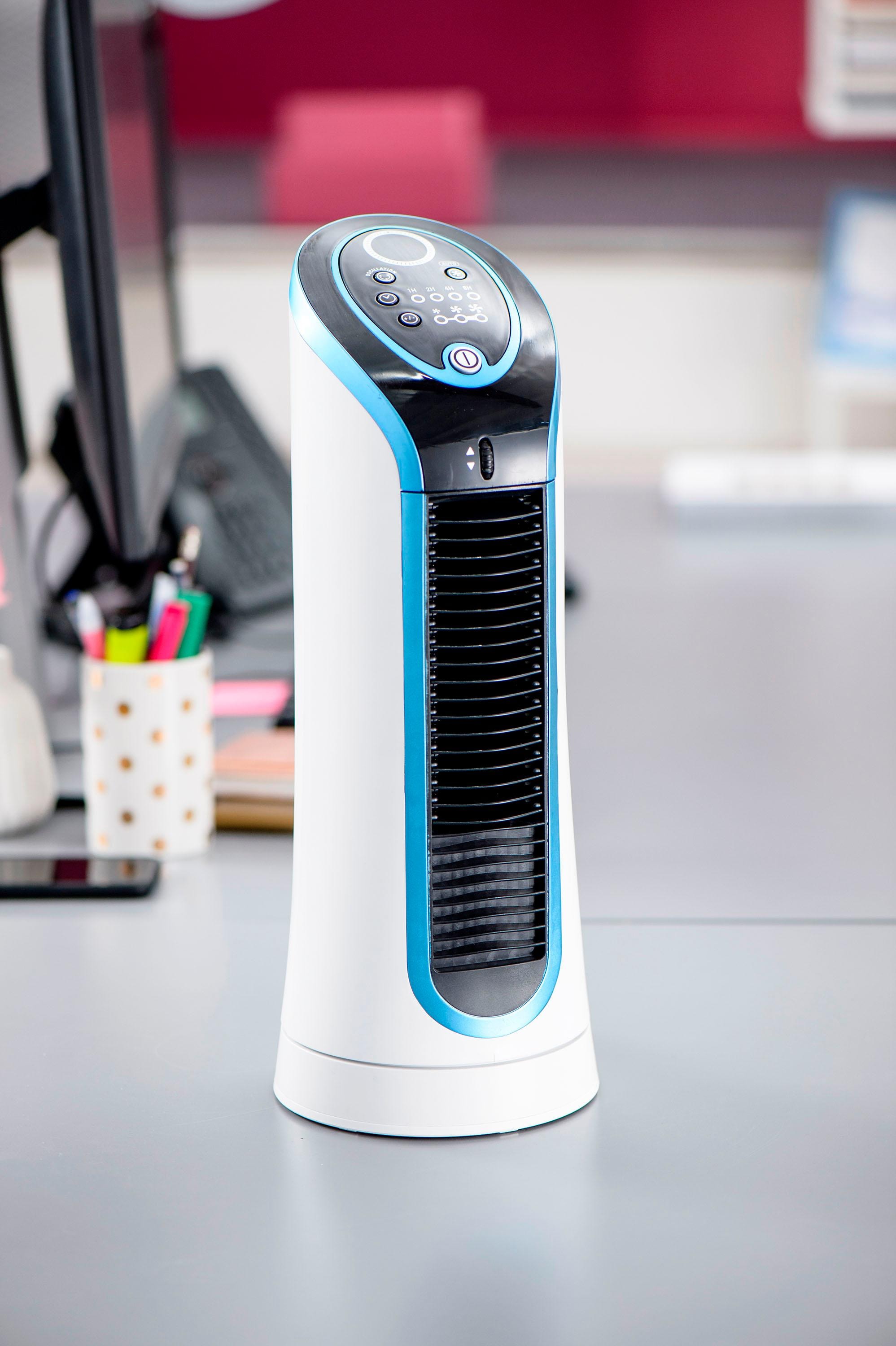 Rowenta Tischturmventilator »Eole Compact, leise mit nur 45 dB(A), transportierbar, Timer,«, 3 Geschwindigkeiten, Eco-Abschaltautomatik, weiß/schwarz, VU6210F0