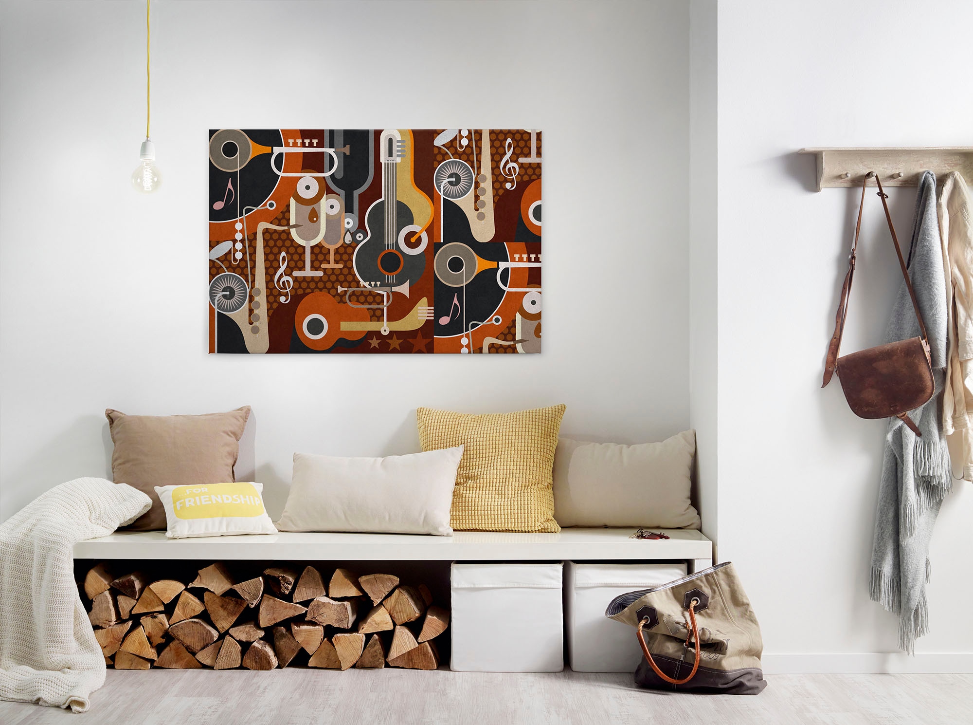 Bricoflor Retro Bild Mit Jazz Motiv Leinwand Bild In Rot Und Pink Ideal Für günstig online kaufen
