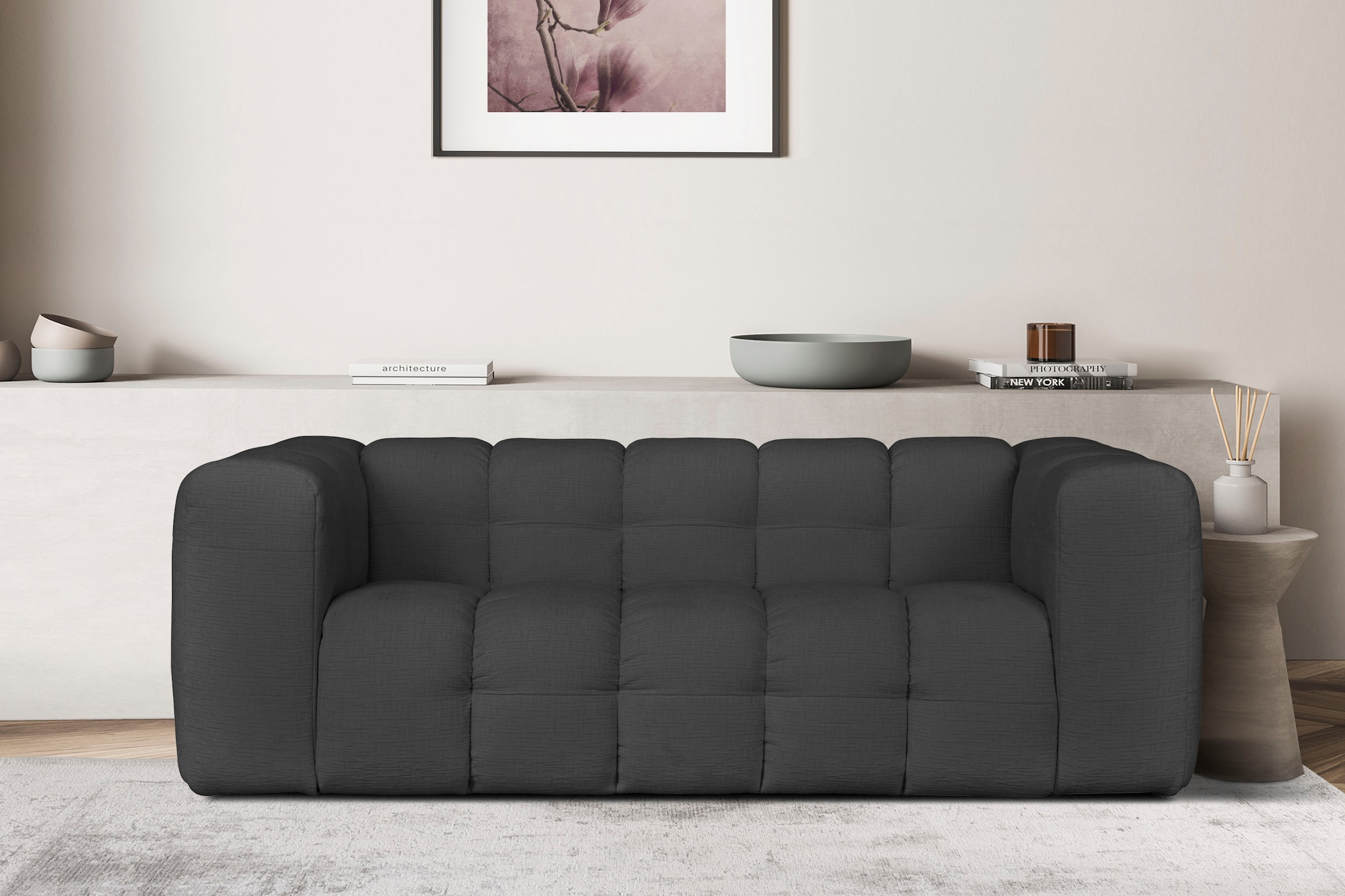 LeGer Home by Lena Gercke 3-Sitzer »TALISHA Designersofa, moderne Steppung, Maße B/T/H: 229/110/75 cm«, aufwendig gepolstert, hoher Sitzkomfort