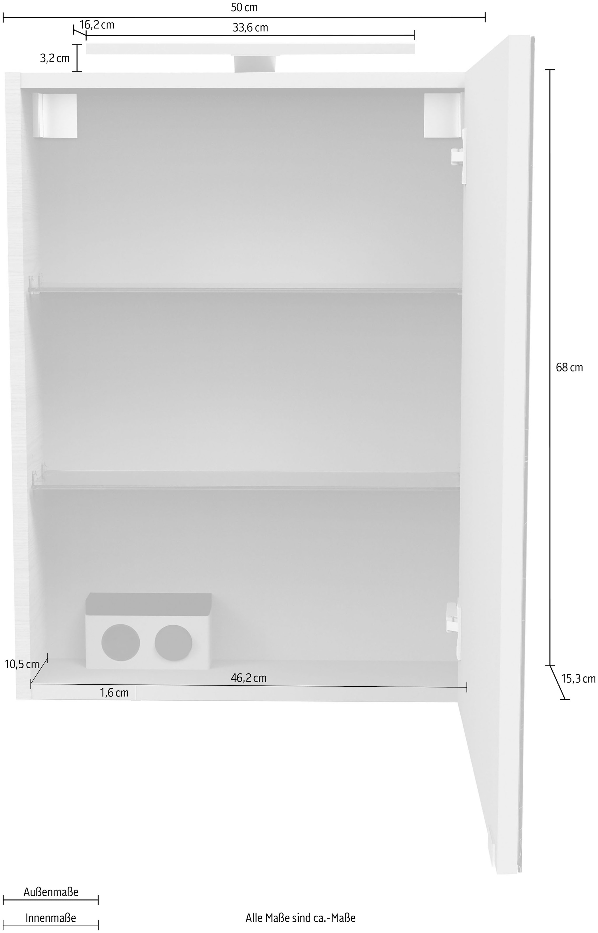 FACKELMANN Spiegelschrank, (Spiegelschrank mit LED-Aufsatzleuchte), Badmöbel