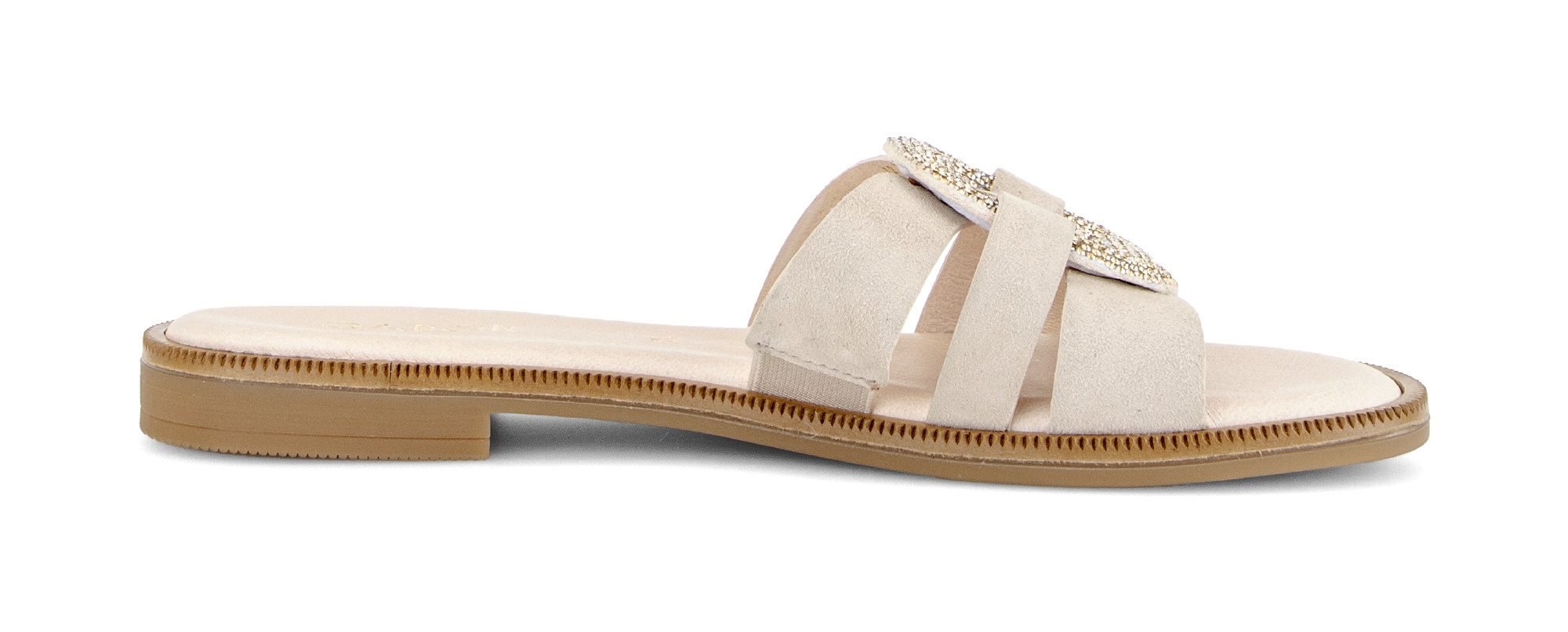 Gabor Pantolette  Blockabsatz, Sommerschuh, Schlupfschuh, Zierspange mit Schmucksteinen