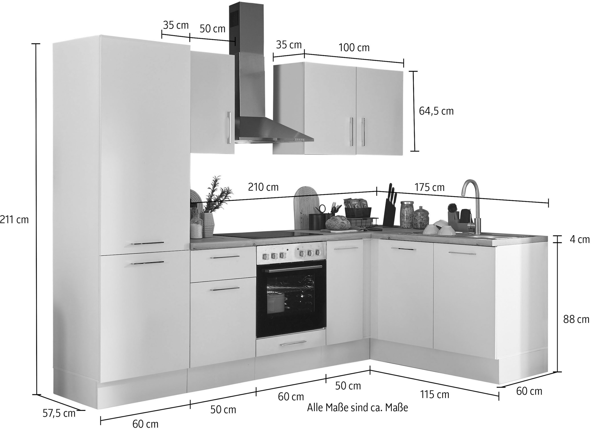 BASIC by Balculina Winkelküche, Breite 270 cm, wahlweise mit E-Geräten