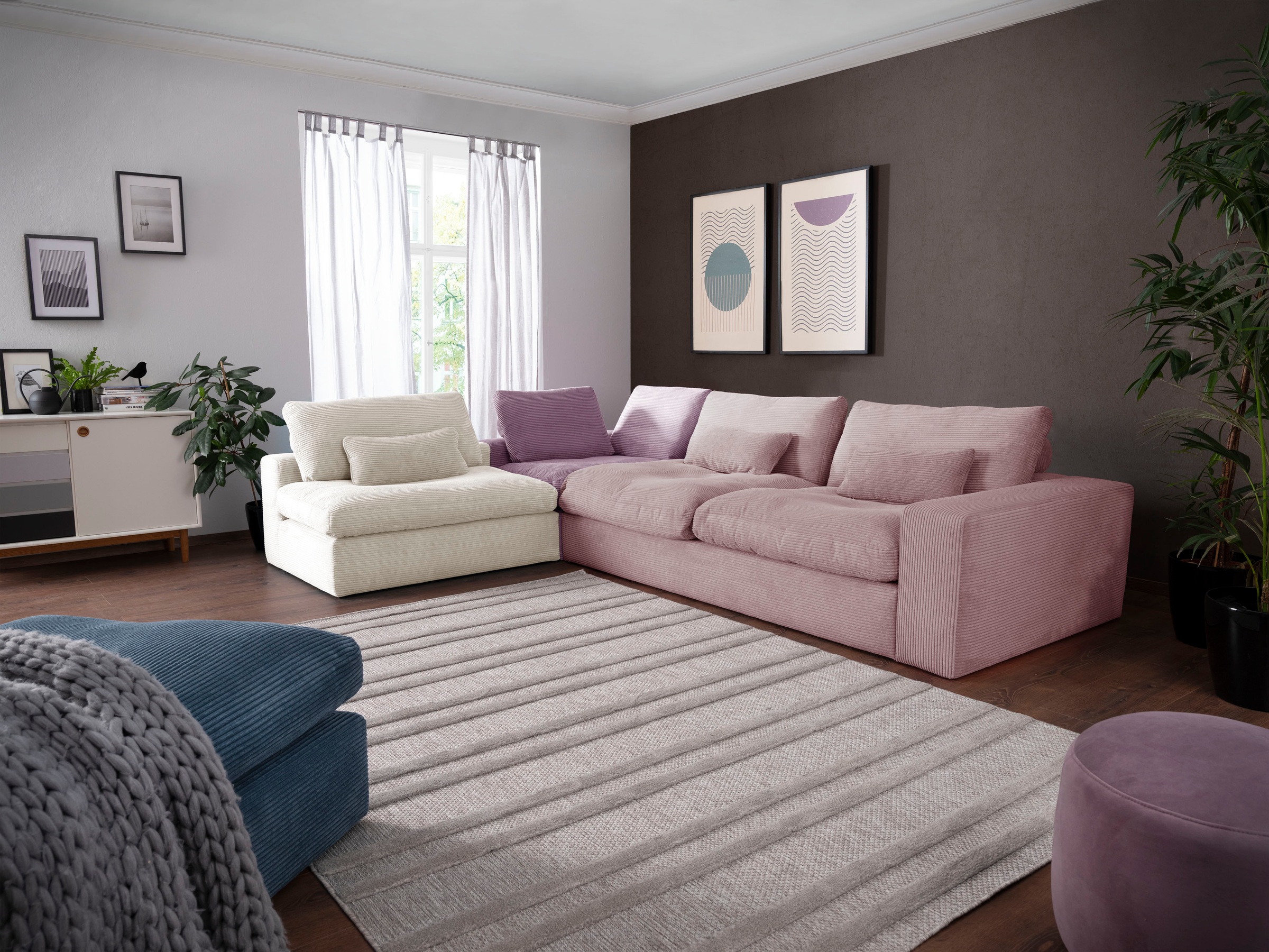 alina Ecksofa »Sandy«, mit losen Sitz und Rückenkissen, in modernem Cordstoff