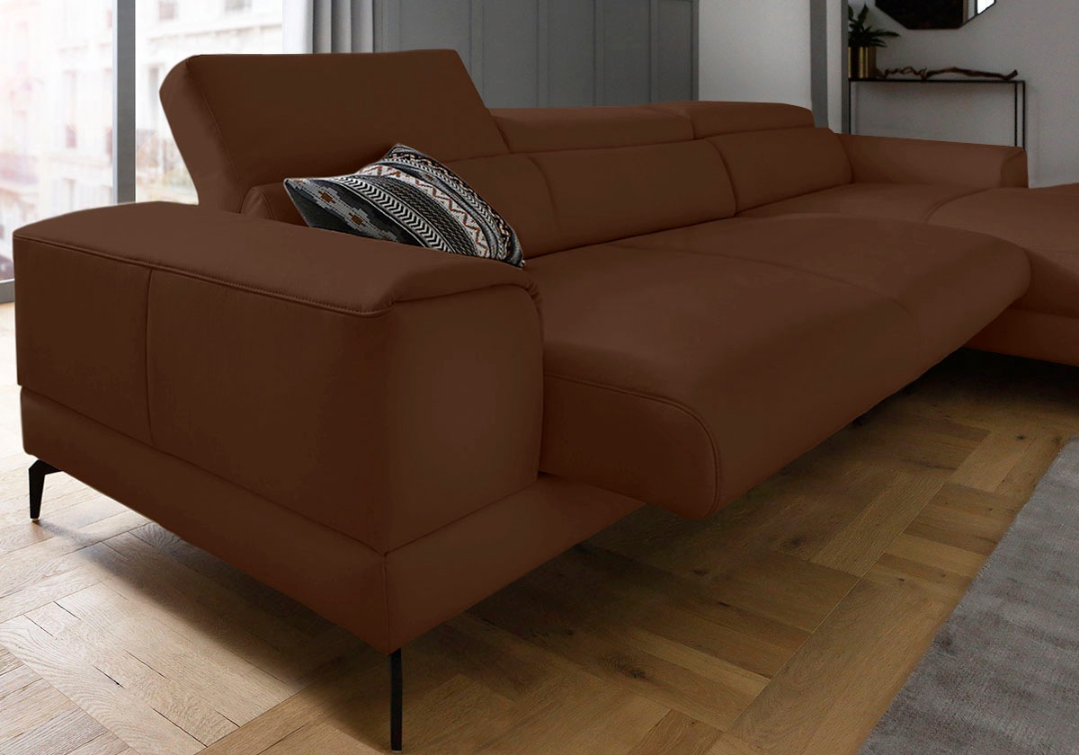 W.SCHILLIG Ecksofa »piedroo, Designsofa mit tollem Sitzkomfort, bequem, L-Form«, Kopfteilverstellung, wahlweise mit Sitztiefenverstellung, Breite 343cm