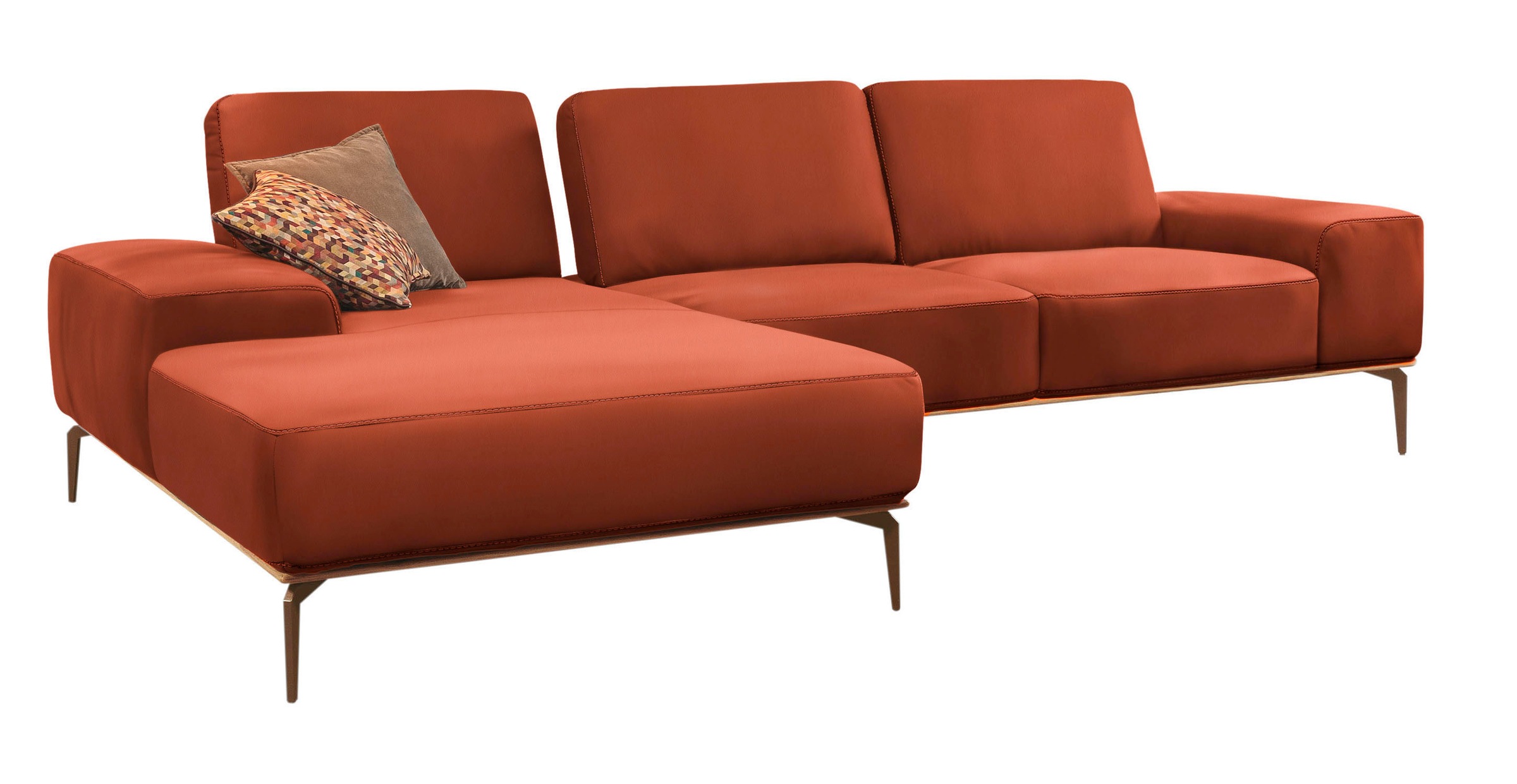 W.SCHILLIG Ecksofa »run, Designsofa mit tollem Sitzkomfort, bequem, L-Form«, mit Holzsockel, Füße in Bronze pulverbeschichtet, Breite 319 cm