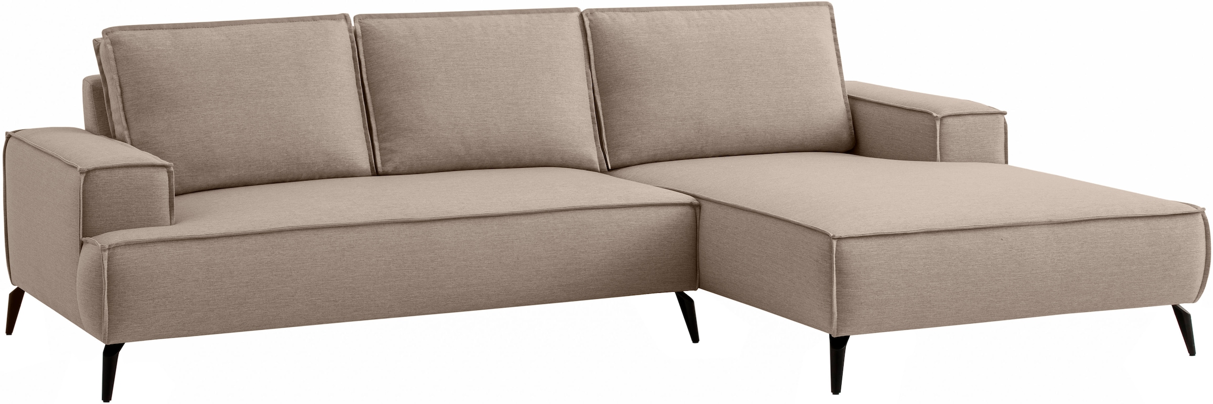 OTTO home Ecksofa »TVINNU Leinenoptik, L-Form, Breite 275 cm« wahlweise Recamiere rechts/links, schwarze Füße, bequemer Sitzkomfort