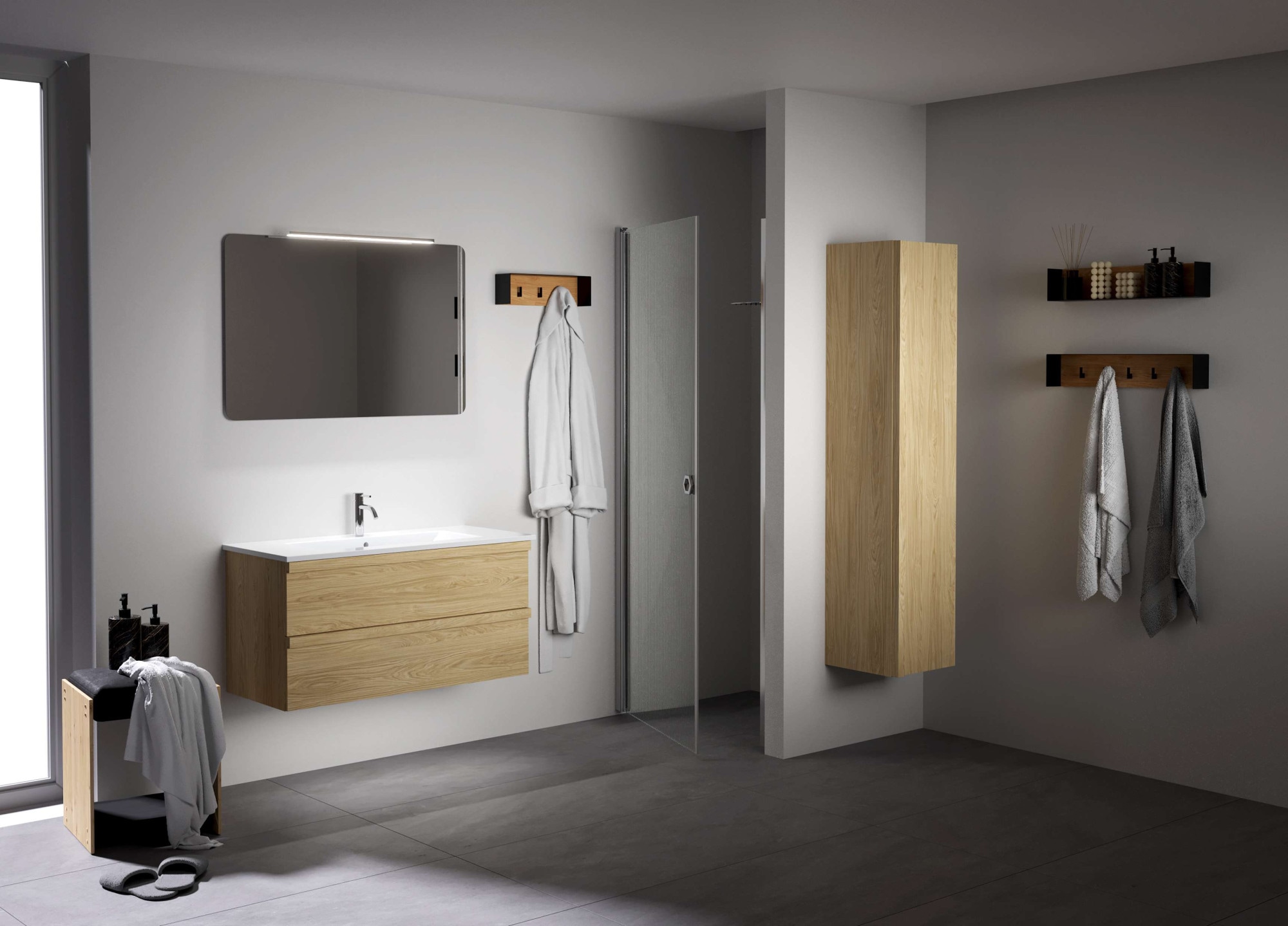 welltime Waschtisch »Pure Badmöbel Set Waschbecken mit Unterschrank«, in verschiedenen Breiten, 2 Schubladen, mit Soft-Close-Funktion, FSC®