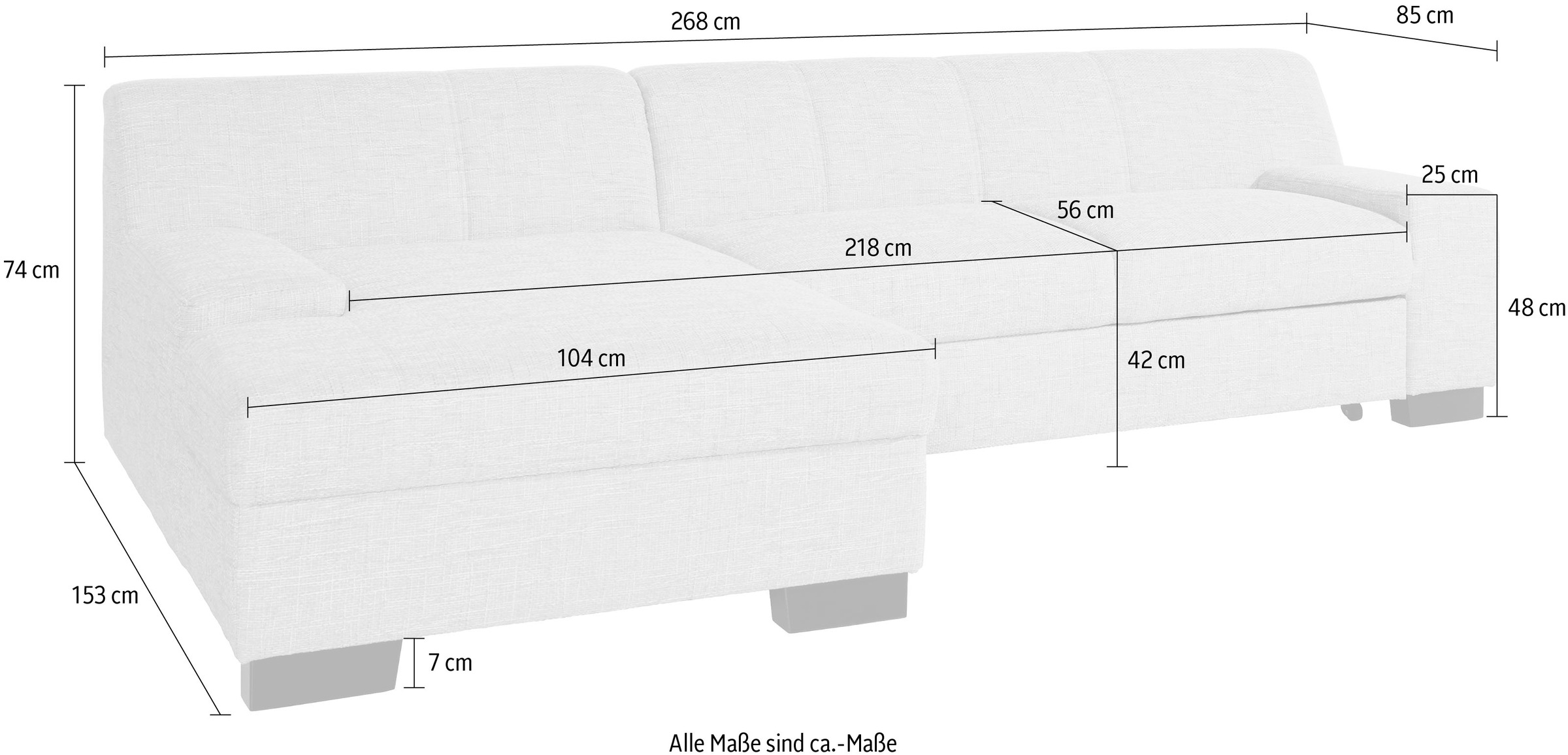 DOMO collection Ecksofa »Norma, elegant und modern, mit flachen Armlehnen, L-Form«, wahlweise mit Bettfunktion