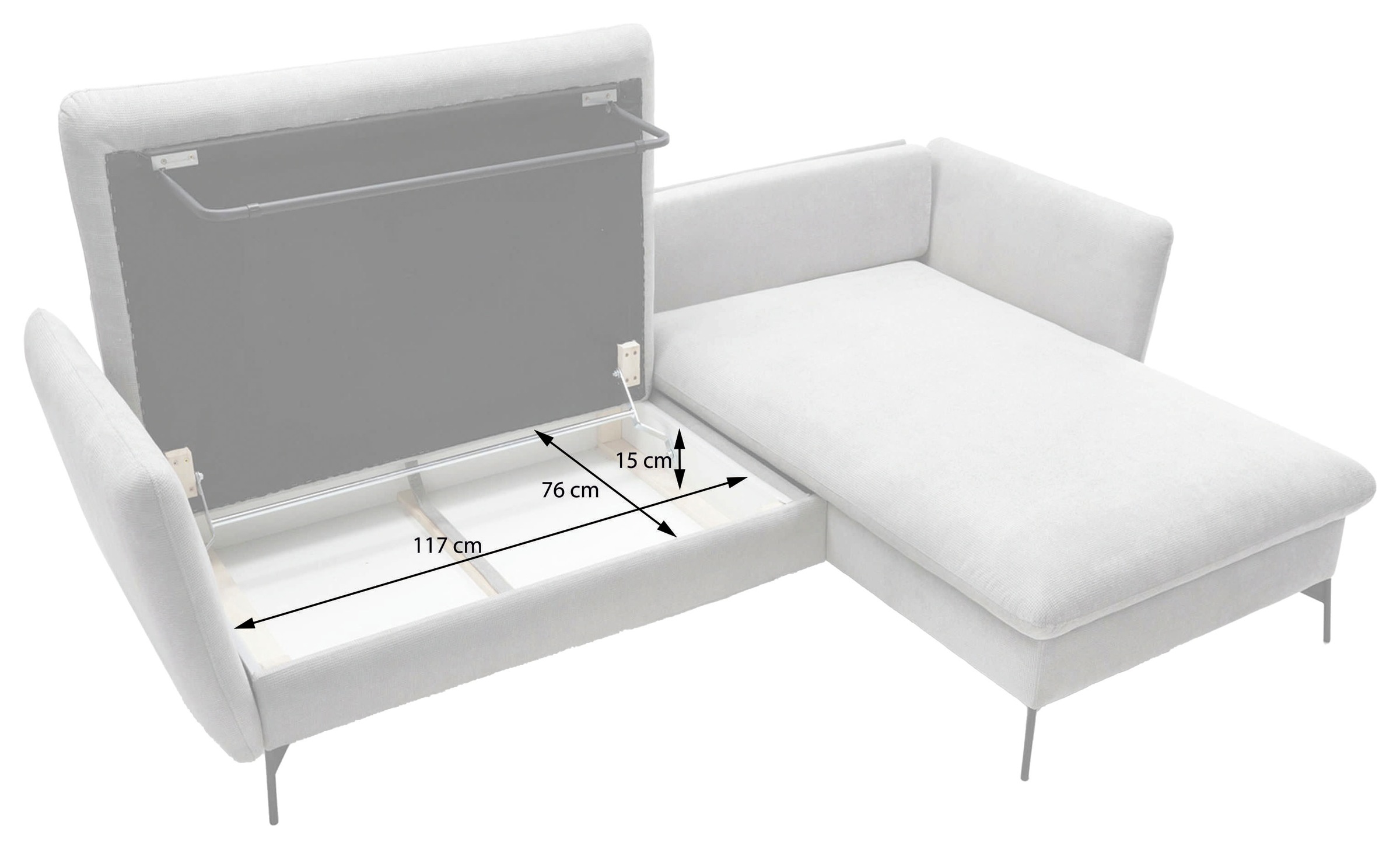 andas Ecksofa »MERLE, 258 cm, L-Form, traumhafter Cord,«, mit Bettfunktion und Bettkasten, Liegefläche 224 x 139