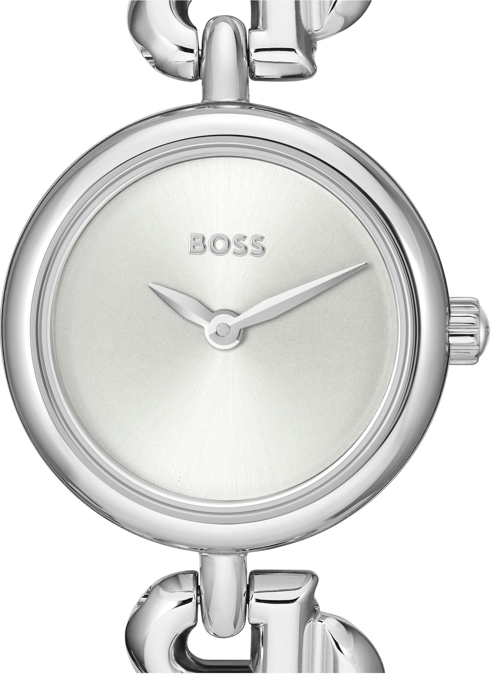 BOSS Quarzuhr »DOUBLE B DRESSY«, Armbanduhr, Damenuhr, Edelstahlarmband, analog