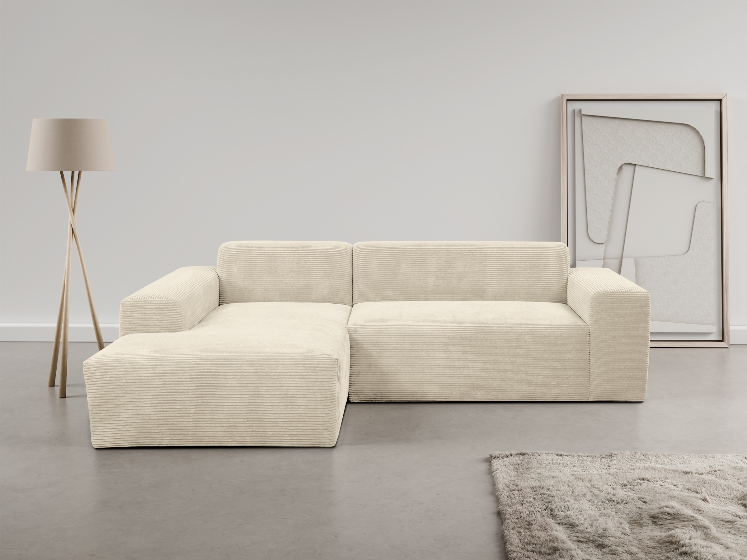 WERK2 Ecksofa »Zeus-L modern & zeitlos, Breite 253 cm, bequemes Sofa« Curvy günstig online kaufen