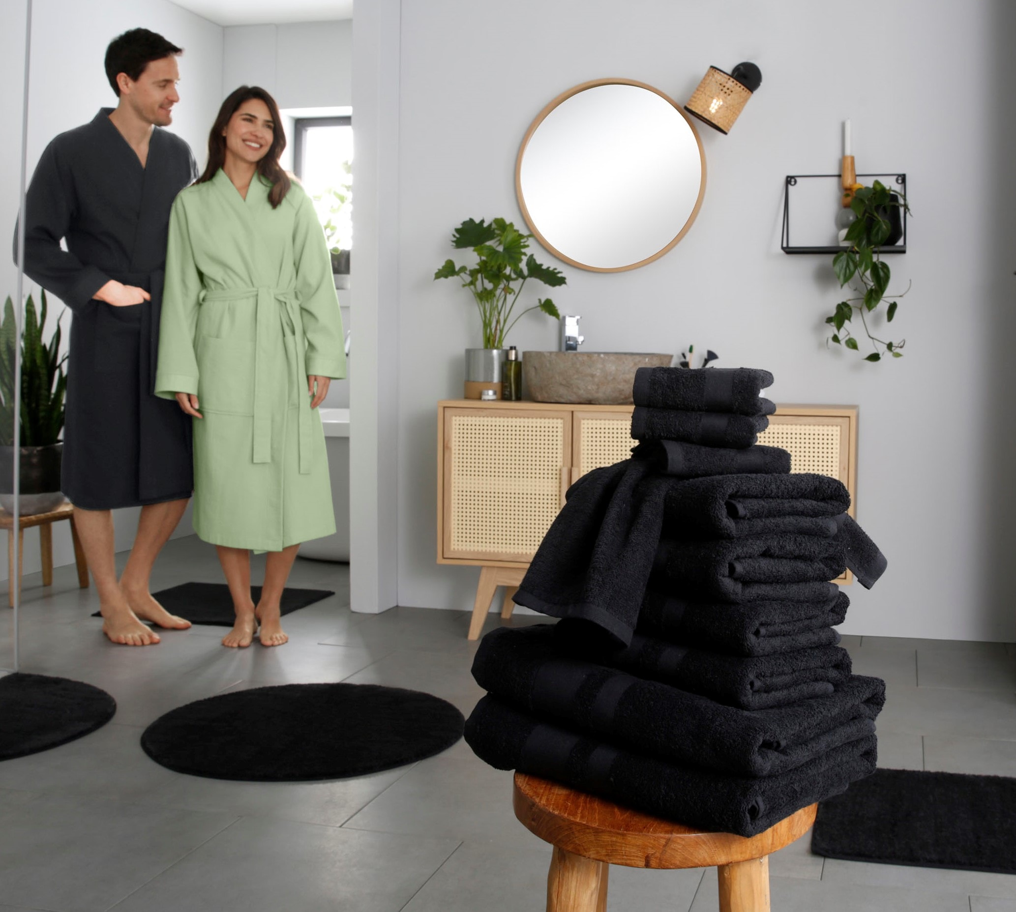 my home Handtuch Set »Vanessa, 10-tlg Handtuch-Set, Duschtücher, Handtücher und Gästetücher«, Set, 10 tlg., Walkfrottee, 100% Baumwolle, einfarbig, weich, saugstark, mit Bordüre
