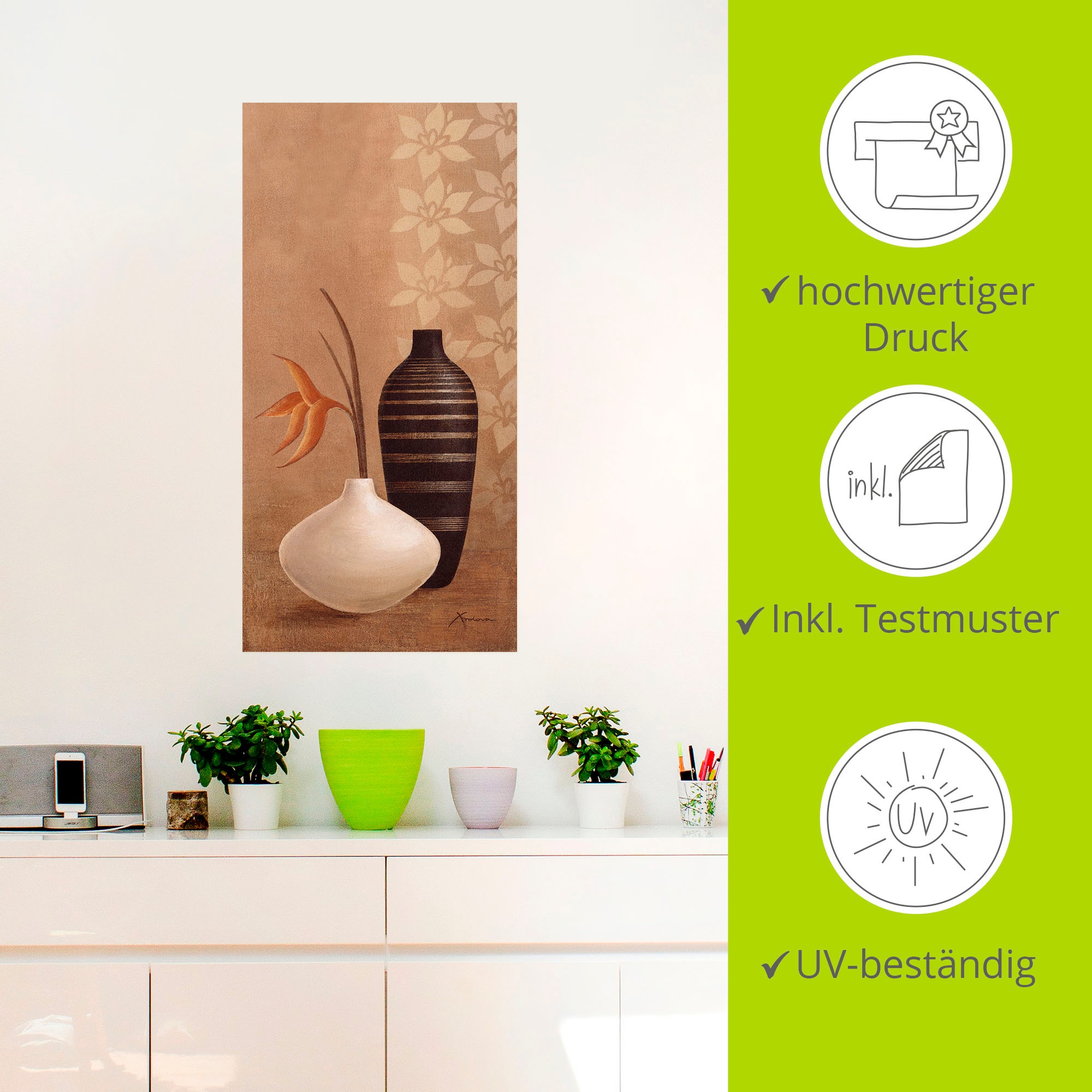 Artland Wandbild »Bauschige Vasen«, Vasen & Töpfe, (1 St.), als Leinwandbild, Poster, Wandaufkleber in verschied. Größen