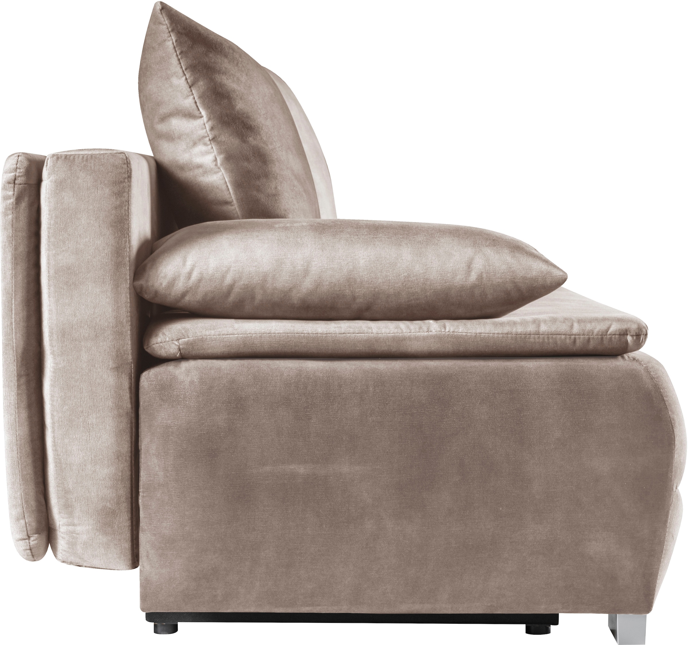WERK2 Schlafsofa »Tekla 206 cm LED modern, Liegefläche 200/140cm, Wellenunterfederung« Veloursstoff, Schlaffunktion, Bettkasten, LED-Beleuchtung