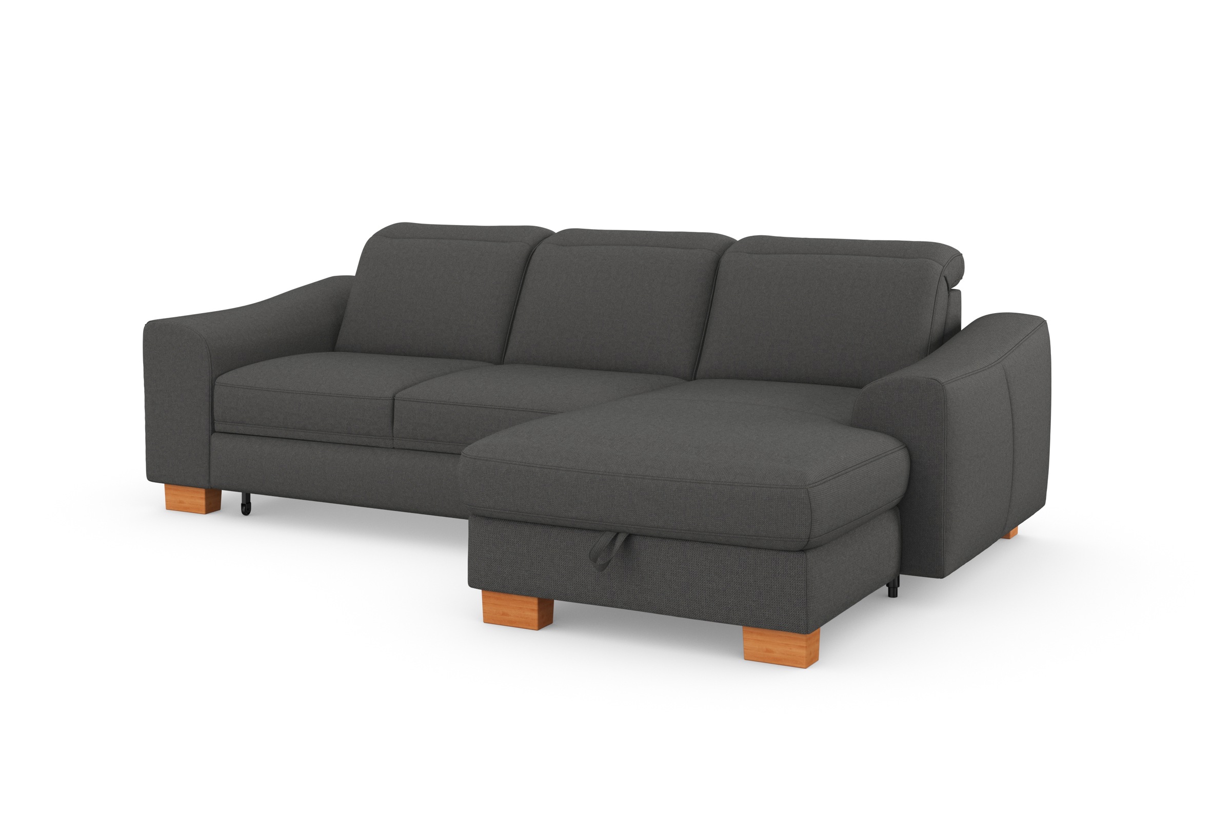 sit&more Ecksofa »Dundee L-Form«, mit Federkern und Massivholzfüßen, wahlweise mit Kopfteilverstellung