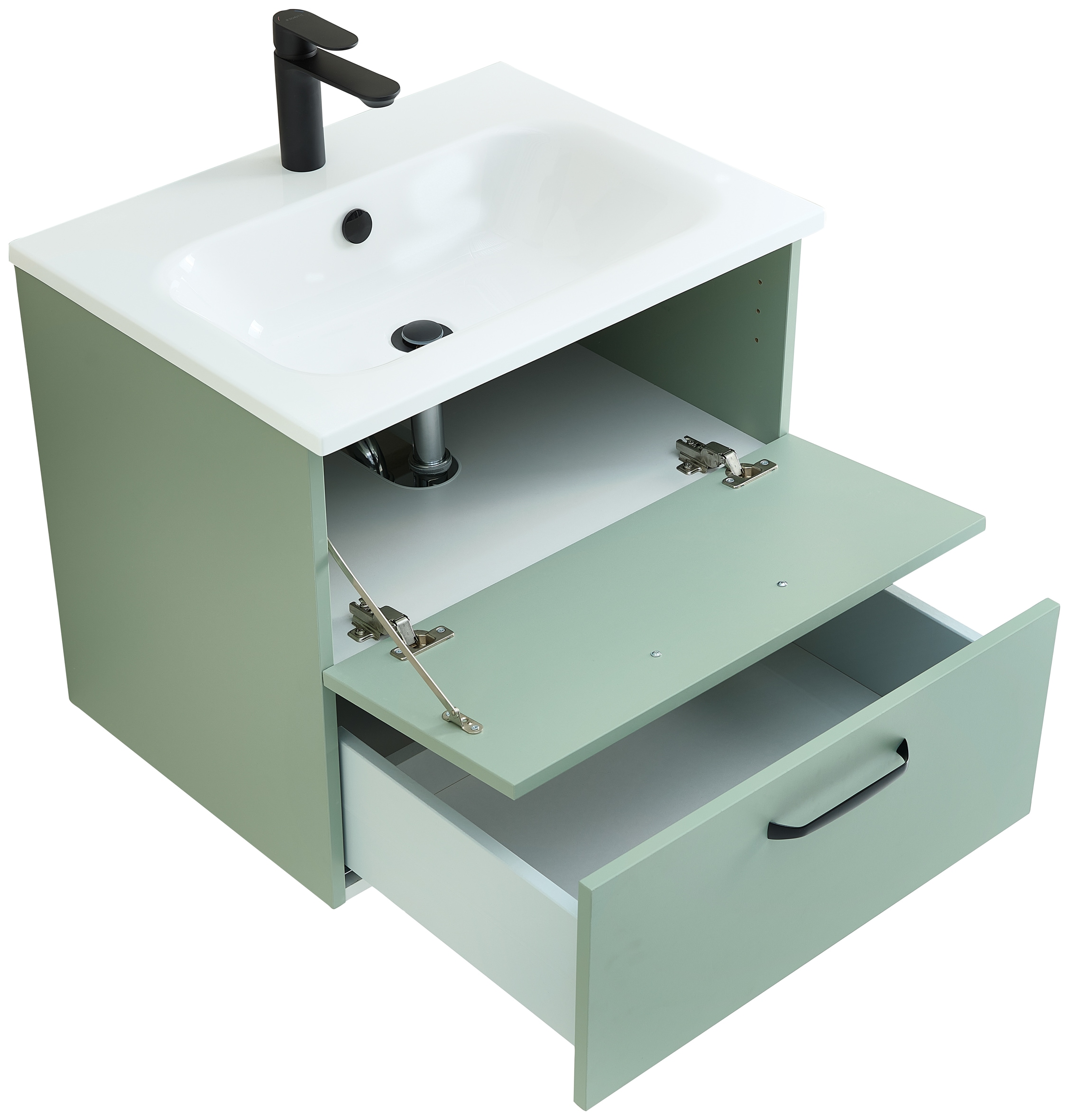 Saphir Badmöbel-Set »Quickset 500, Waschtischunterschrank mit Mineralmarmorwaschtisch« 2 Stk. tlg.