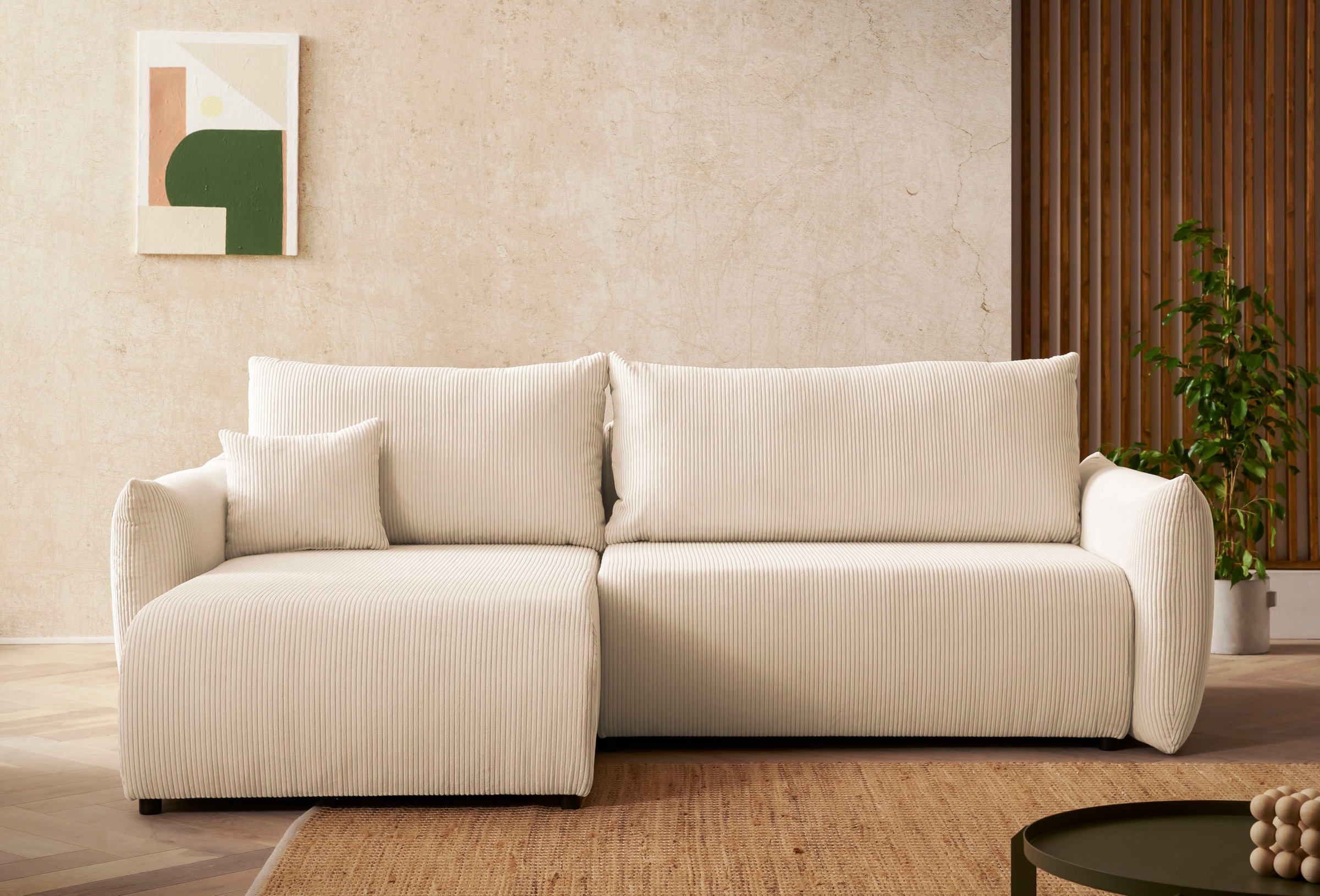 Home affaire Ecksofa »MAVAS Schlafsofa mit Bettkasten, L-Form,« ca.257/127c günstig online kaufen