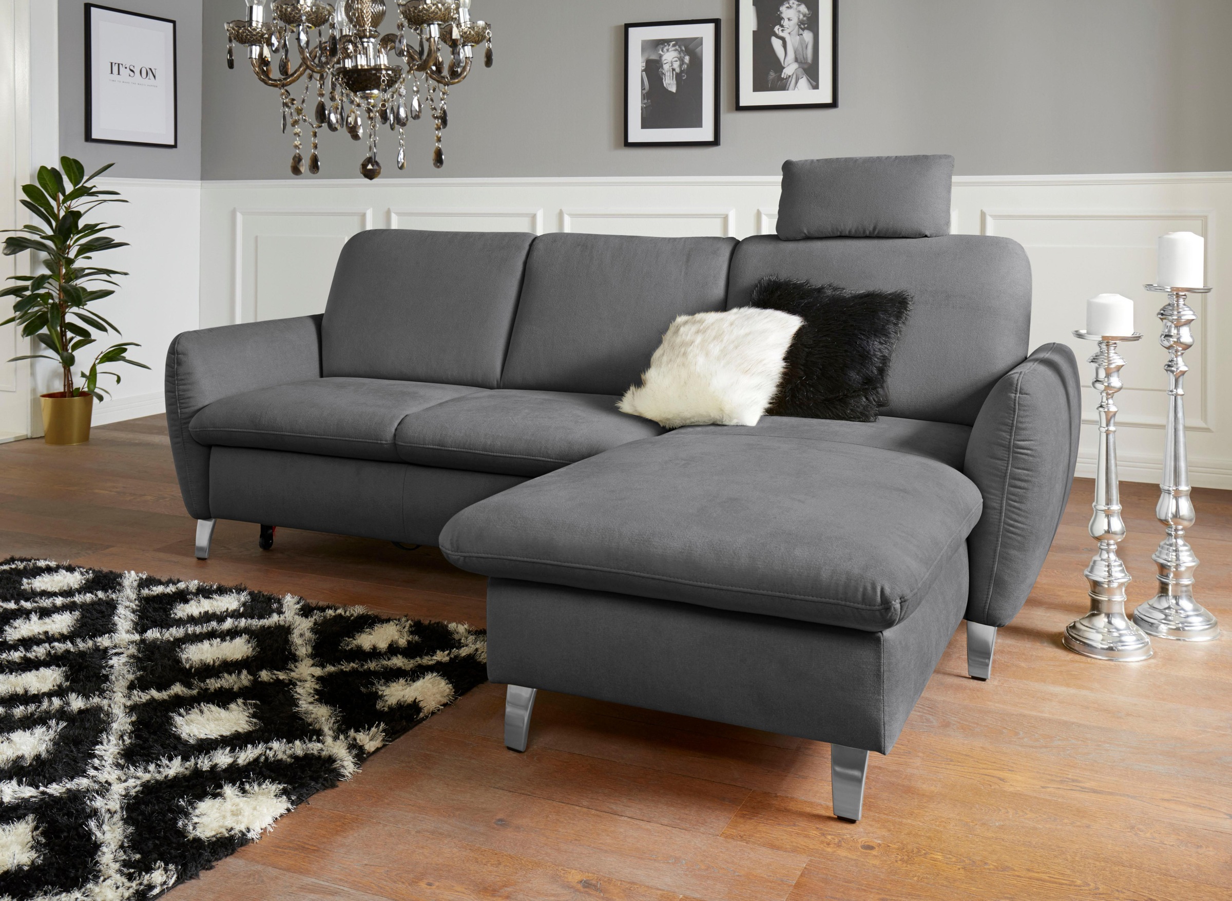 sit&more Ecksofa »Daytona L-Form«, mit Federkern, einer Kopfstütze und wahlweise mit Bettfunktion