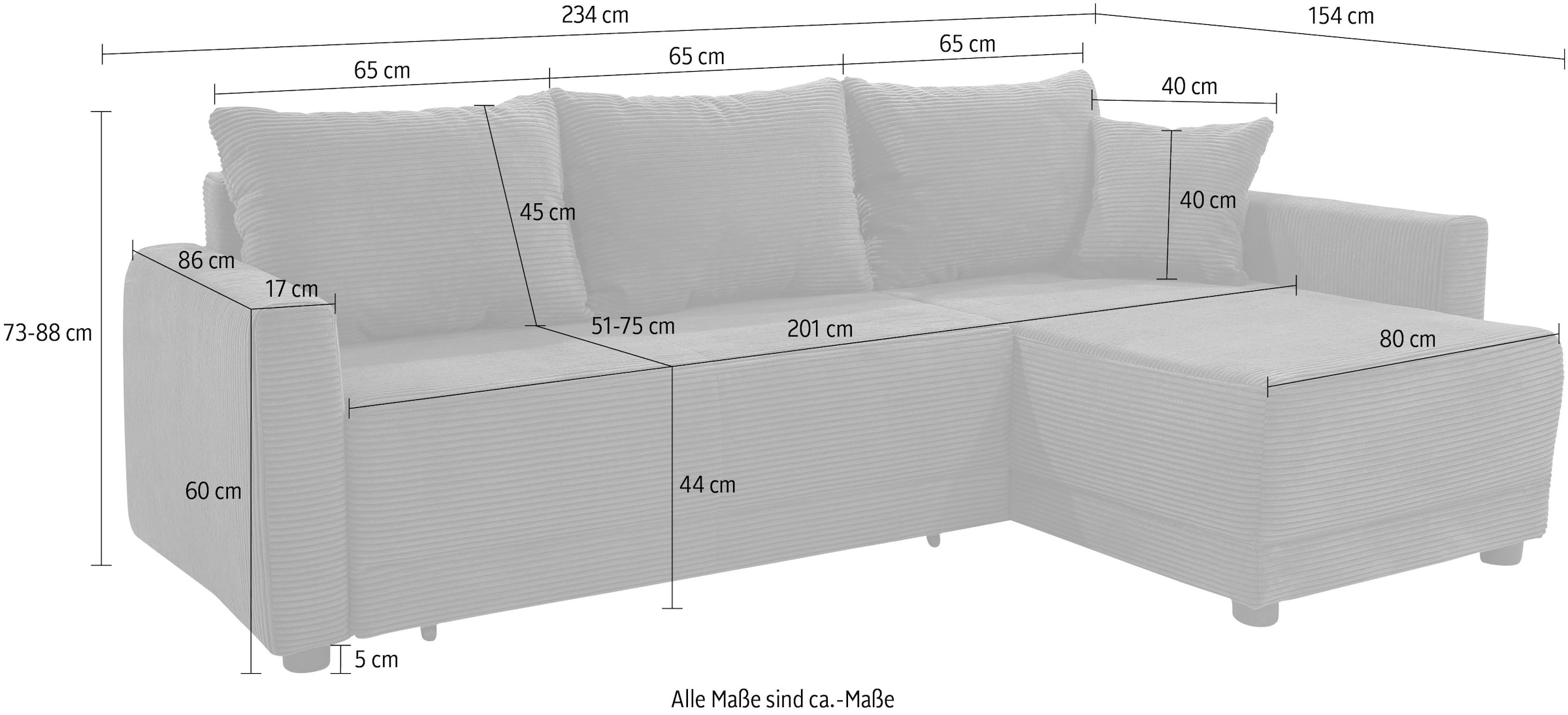Jockenhöfer Gruppe Ecksofa »Venezia, inklusive Bettfunktion und Bettkasten« Ottomane links oder rechts montierbar, inkl. Rücken- und Zierkissen