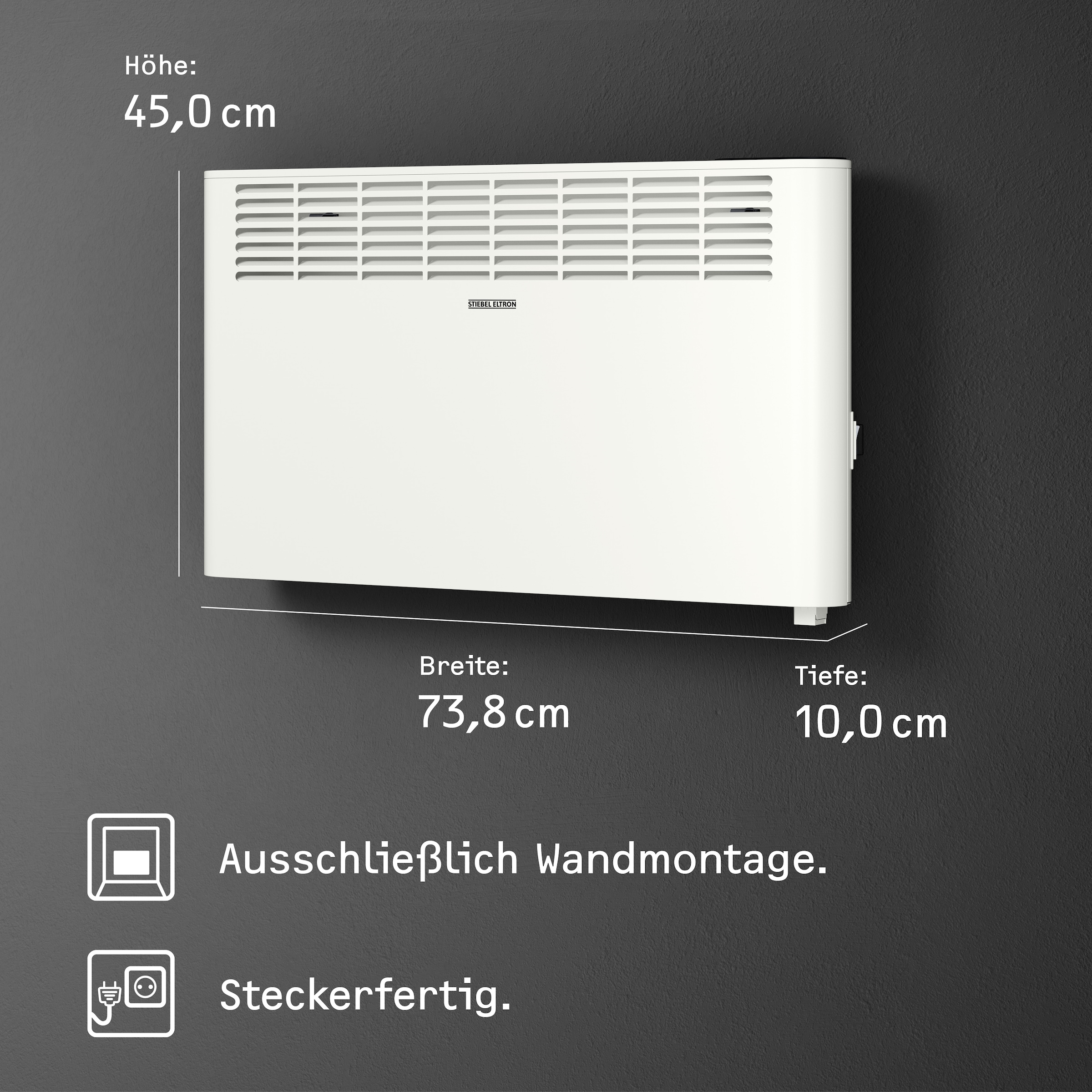 STIEBEL ELTRON Konvektor »»CNS 2000 Plus LCD«, Wandkonvektor, energiesparend, 2,0 kW«, für ca. 25 m², LC-Display, Wochen-/120 Min-Kurzzeittimer, Silent Mode