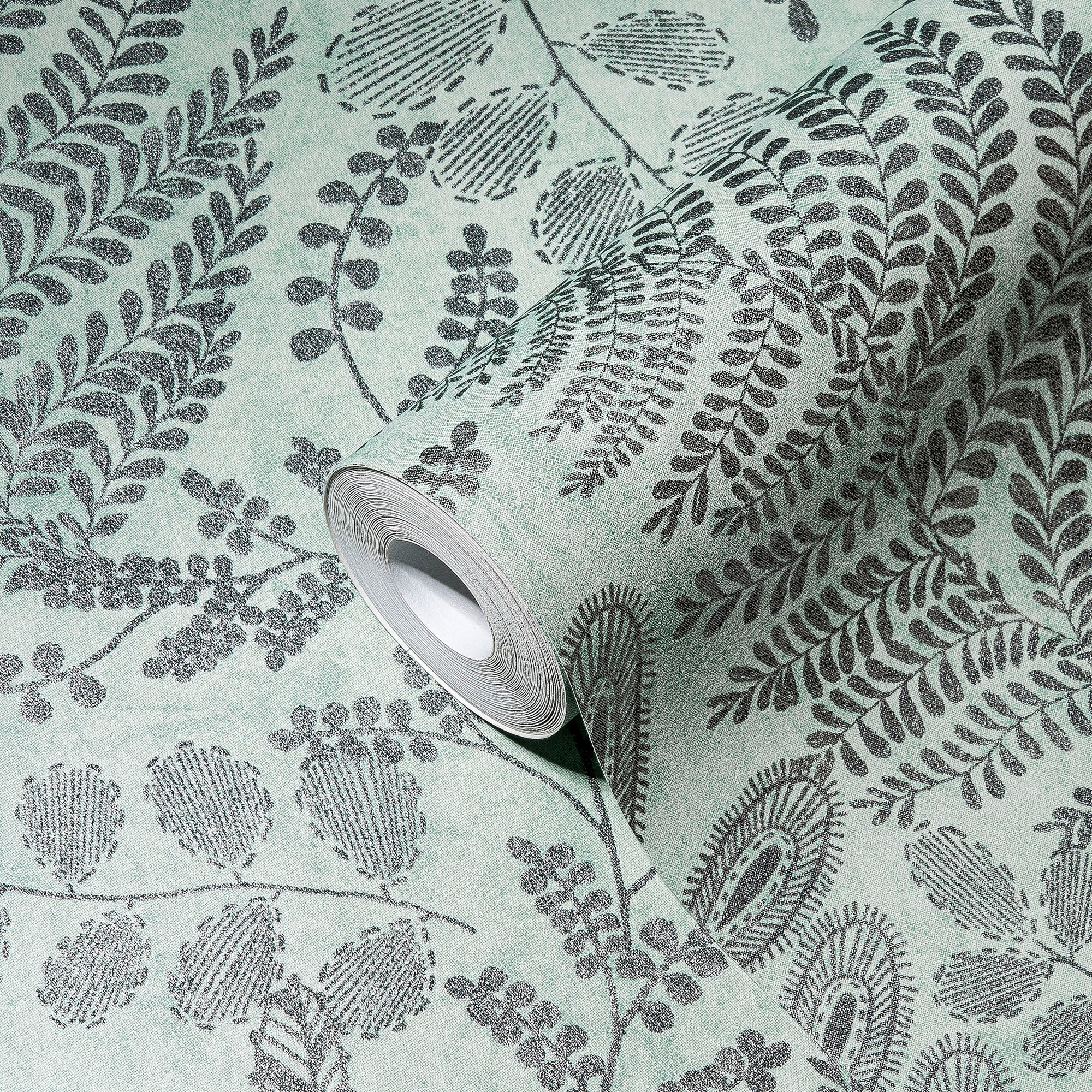 A.S. Création Vliestapete »THE BOS Blätter Floral«, matt-gemustert-neutral, Florale Tapete Tapete Floral Tapeten Wohnzimmer Schlafzimmer Küche