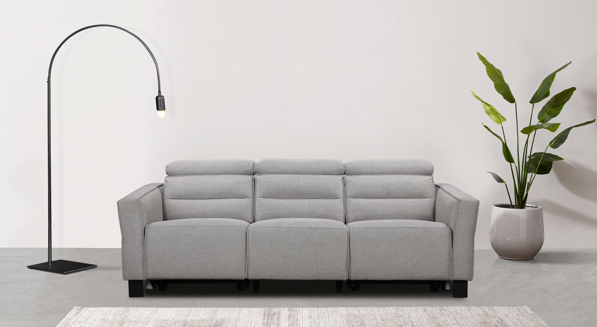 Places of Style 3-Sitzer »Carpari, 224cm, manuelle od. elektrische Relaxfunktion in 2 Sitzen«, mit USB-A/C, Kopfteilverstellung, Echtleder, Kunstleder, Webstoff
