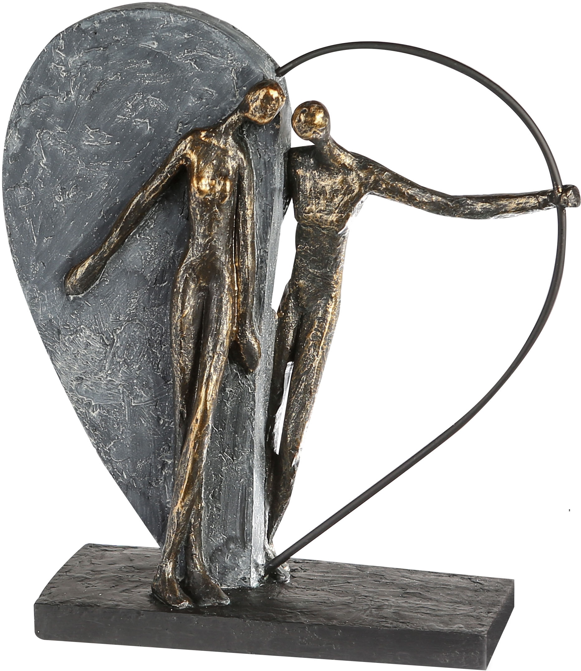 Casablanca by Gilde Dekofigur »Skulptur Herzklopfen, bronzefarben/grau«, (1  St.), Dekoobjekt, Höhe 31 cm, Wohnzimmer auf Raten bestellen